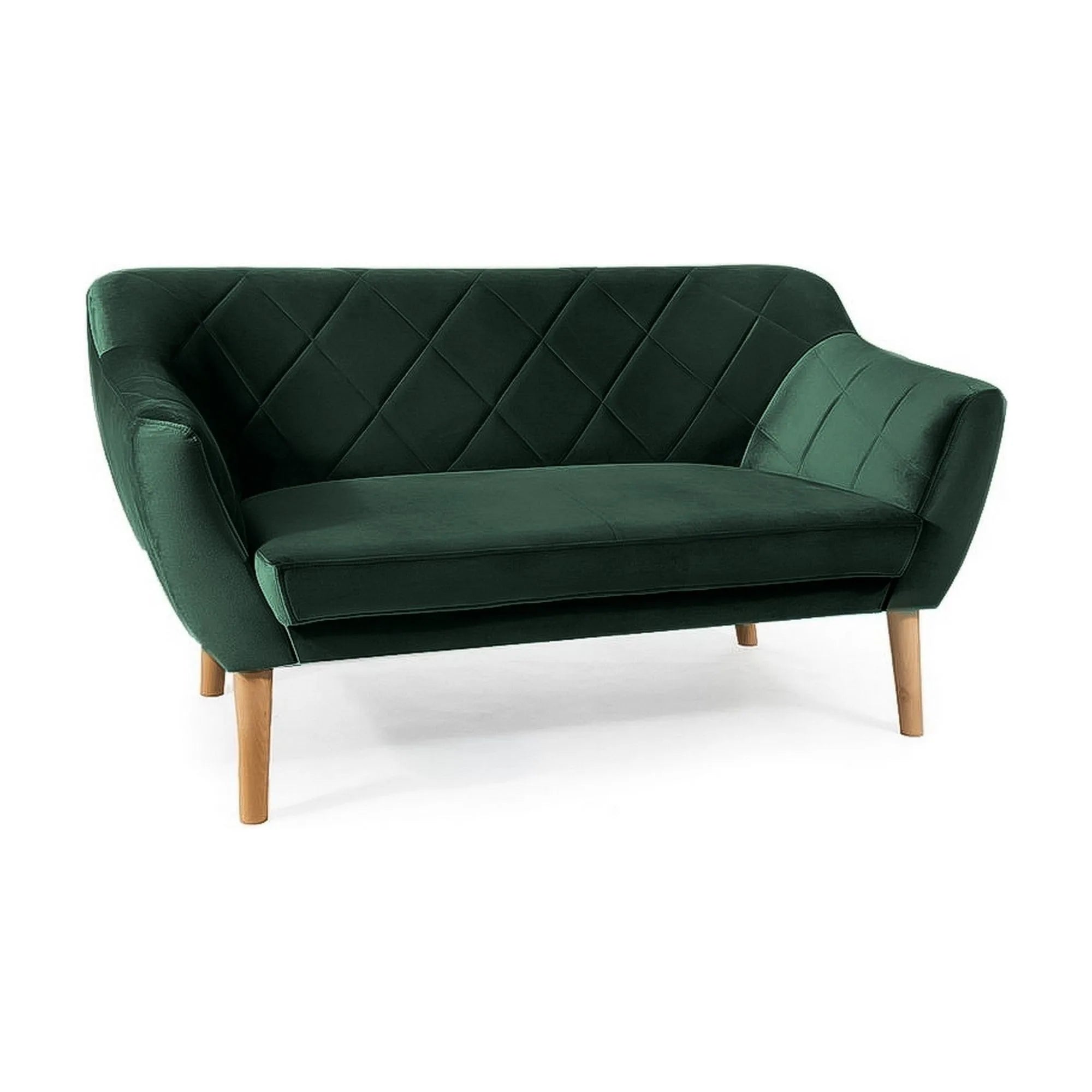 Canapea KARO 2, verde/fag, stofa catifelata/lemn, 140x75x76 cm