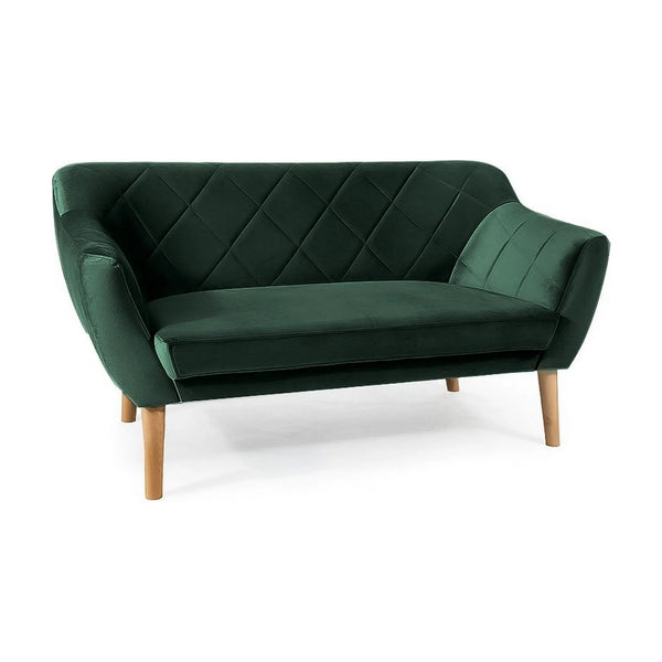 Canapea KARO 2, verde/fag, stofa catifelata/lemn, 140x75x76 cm