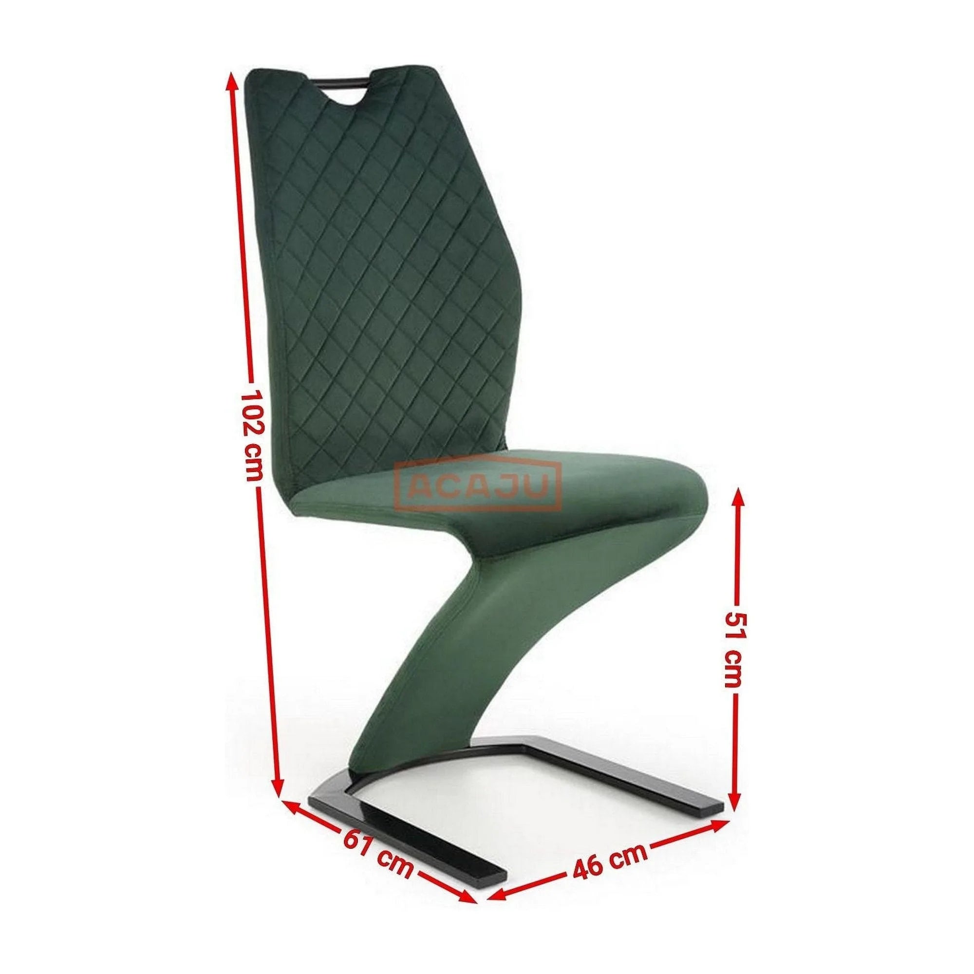 Scaun K442, verde inchis/negru, stofa catifelata/metal, 46x61x102 cm