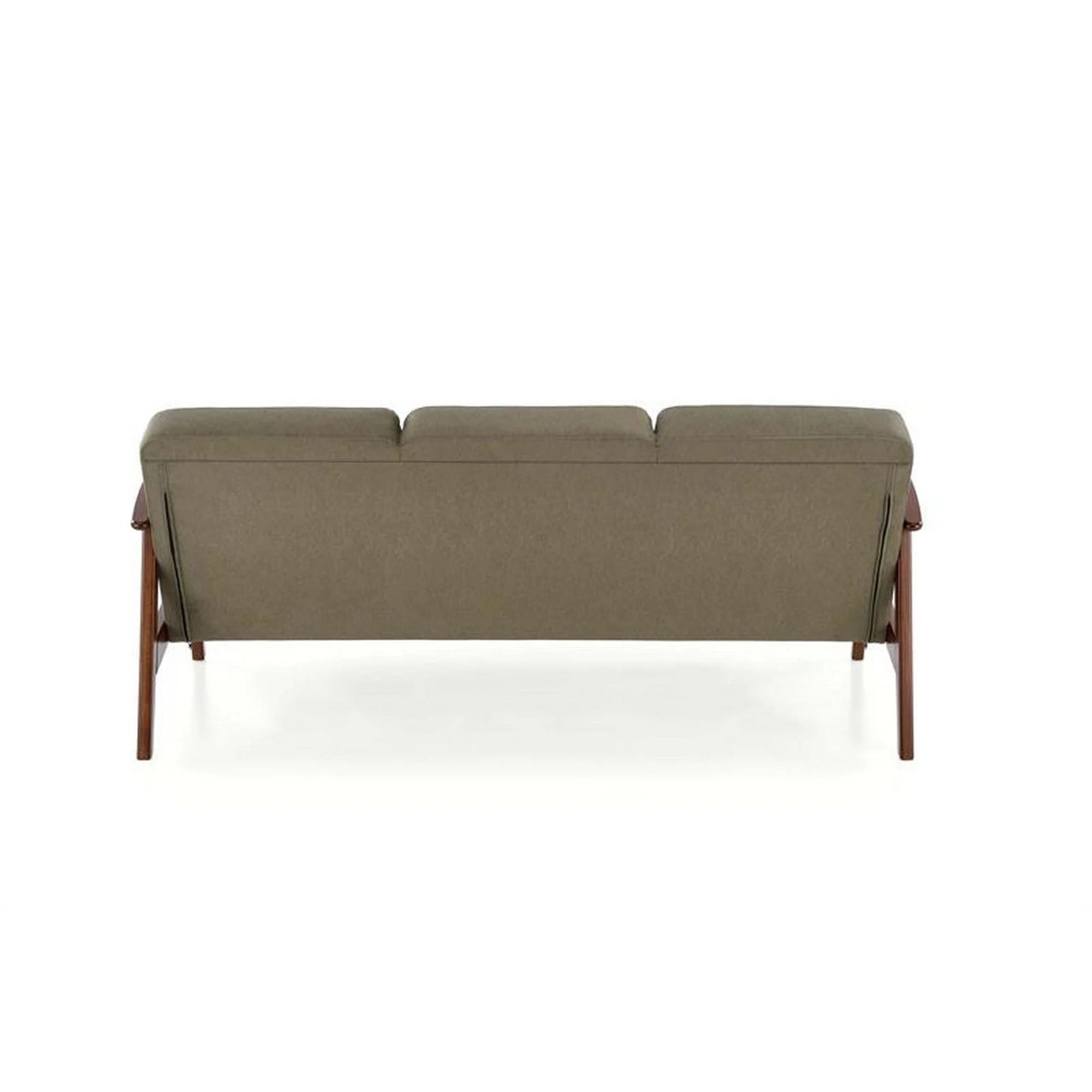 Canapea MILANO 3S, verde olive/nuc, stofa clasica/lemn, 175x77x77 cm