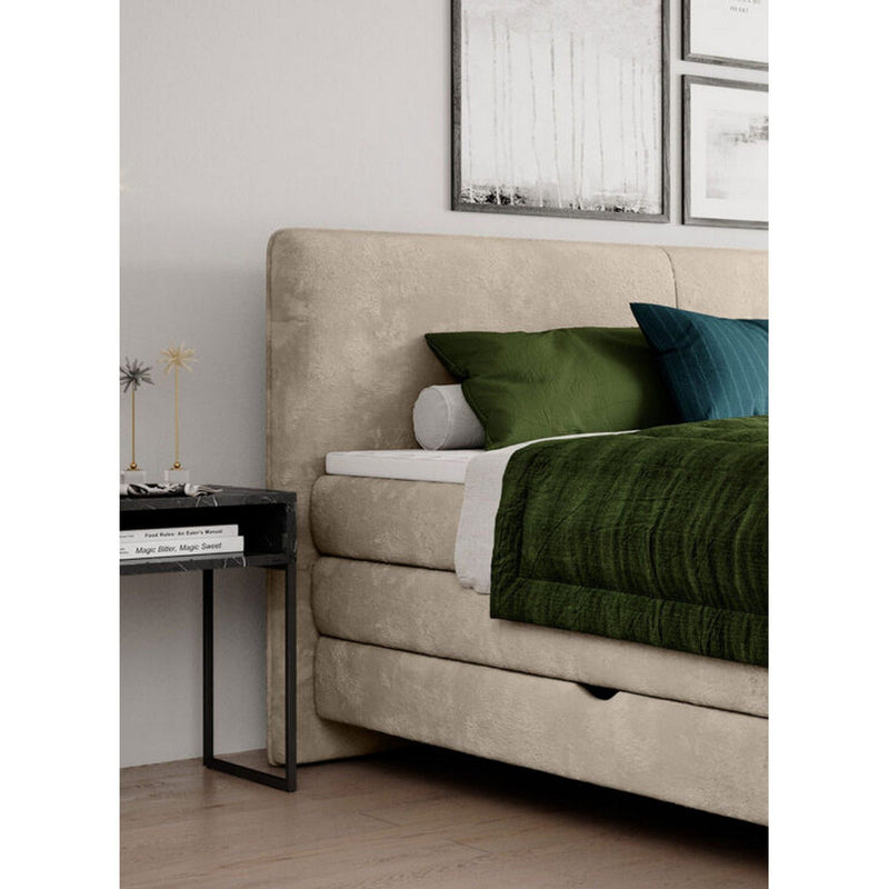 Pat VALENTE 180 boxspring, personalizabil materiale gama Oferta Avantaj, cu saltele, topper 5 cm si 2 lazi pentru depozitare