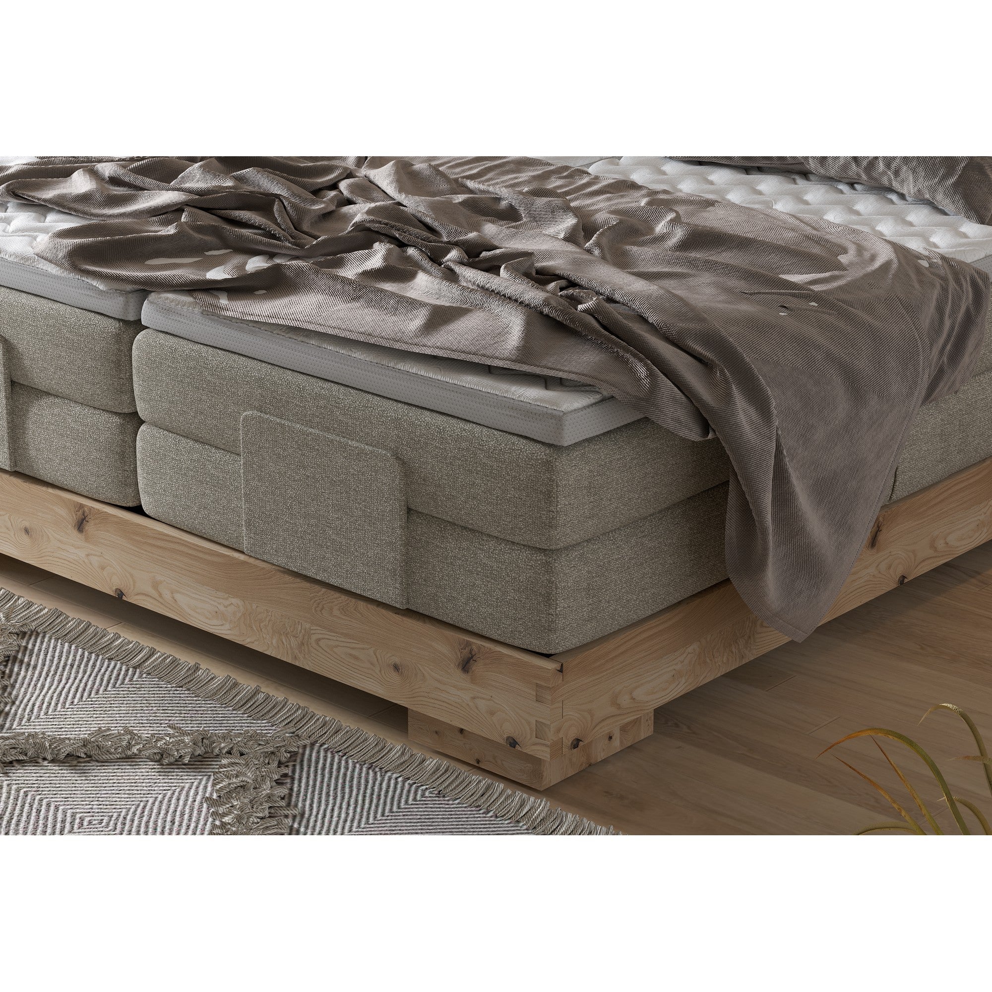 Pat boxspring VALSEN 180x200, personalizabil materiale Gama Premium, cu mecanism electric, saltele si topper