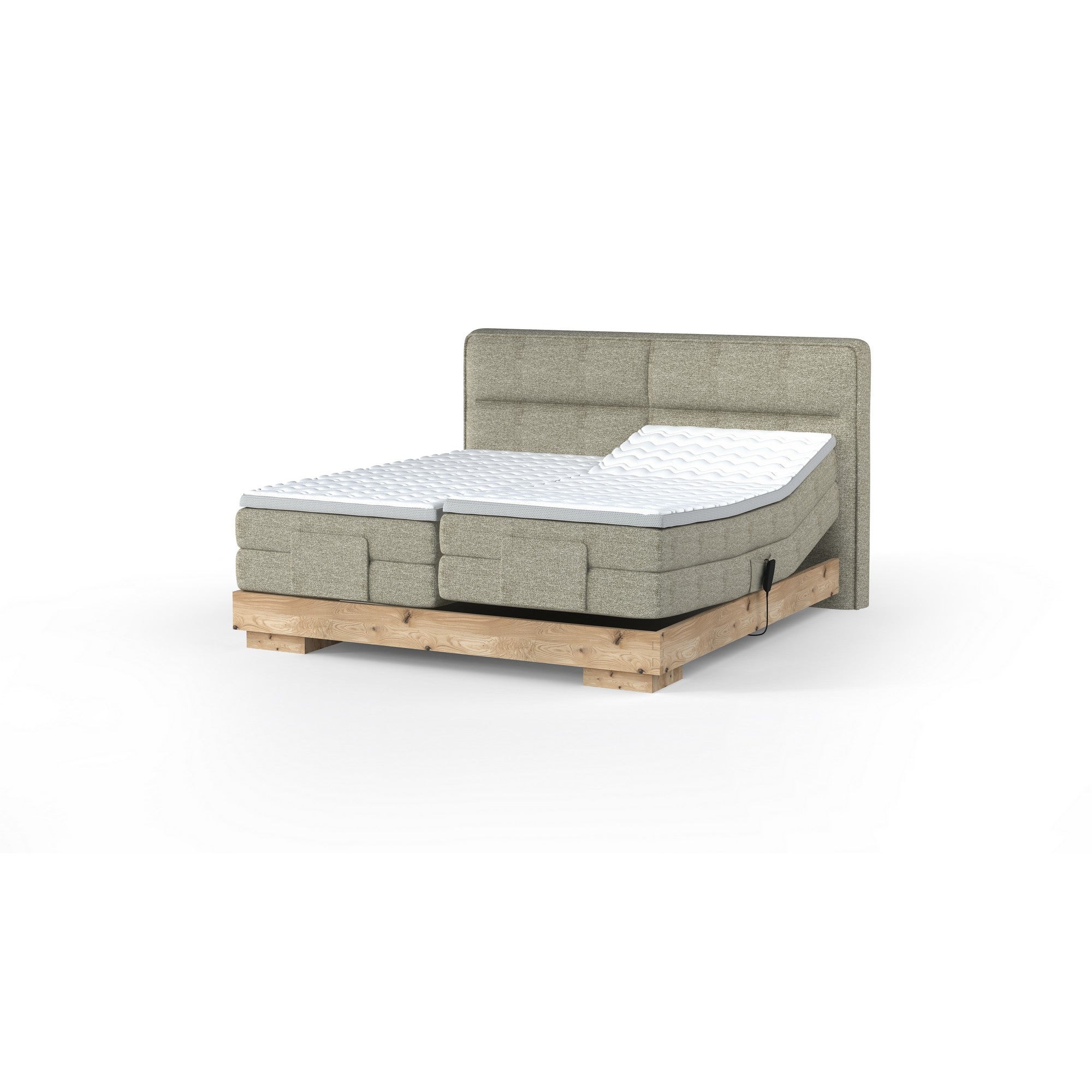 Pat boxspring VALSEN 180x200, personalizabil materiale Gama Premium, cu mecanism electric, saltele si topper