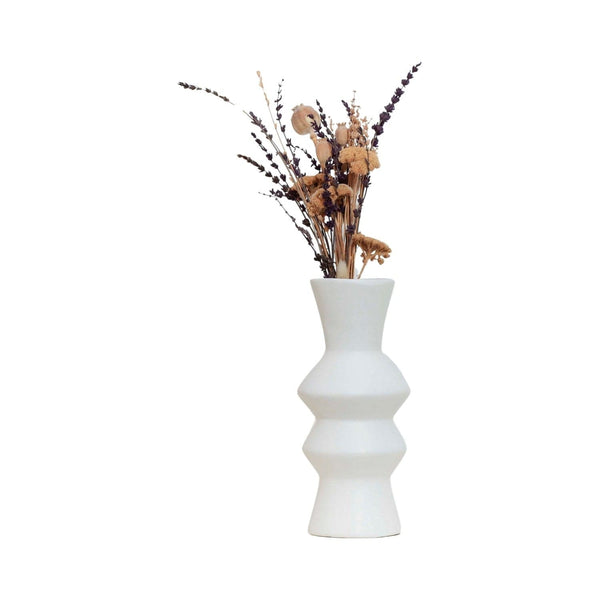 Vaza ZIGAS, alb, ceramica, 10x10x24 cm