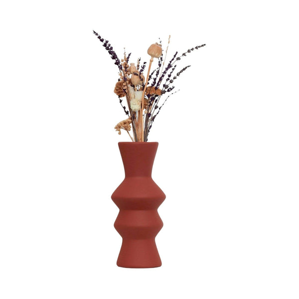 Vaza ZIGAS, rosu, ceramica, 10x10x24 cm