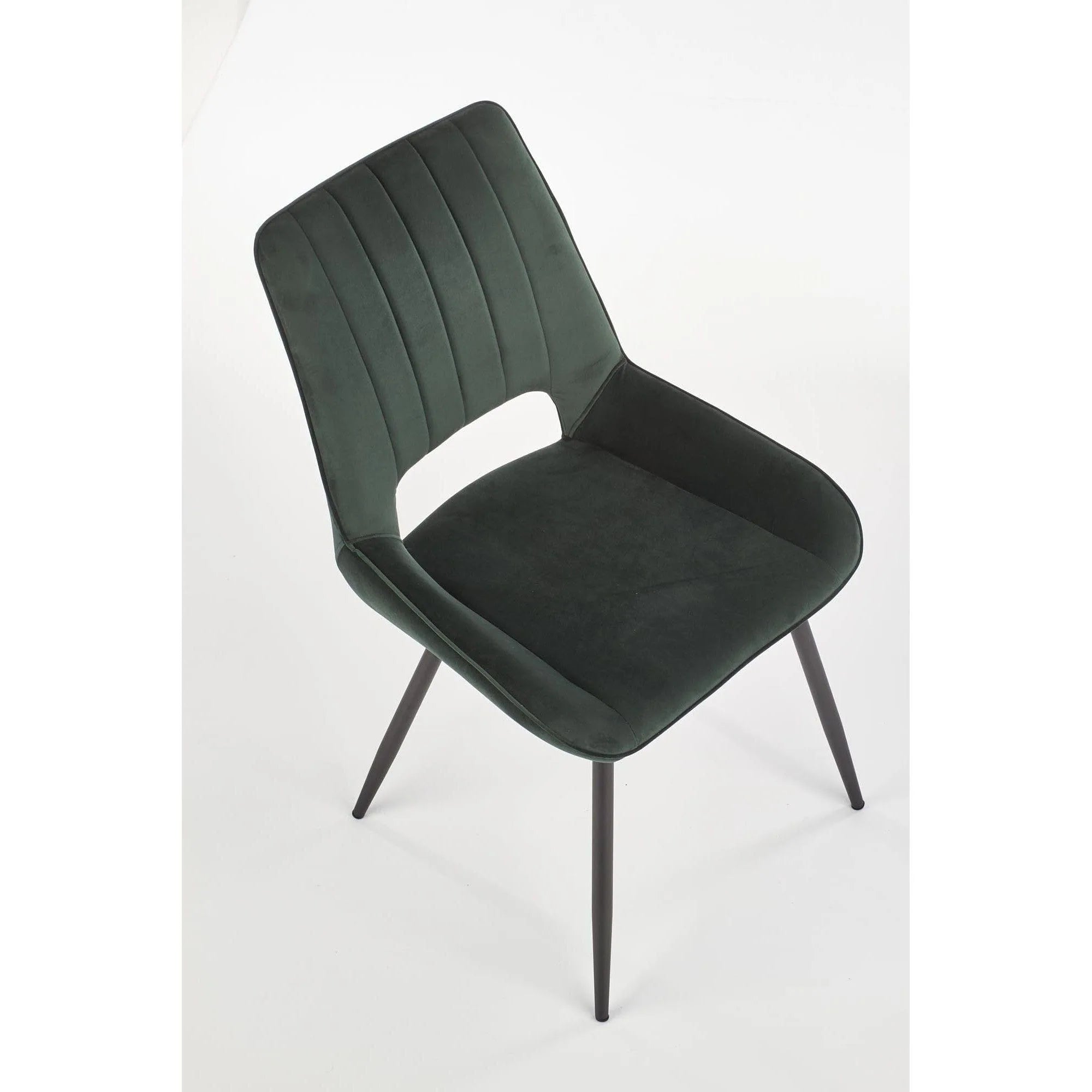 Scaun tapitat K404, verde/negru, stofa/metal, 52x58x88 cm