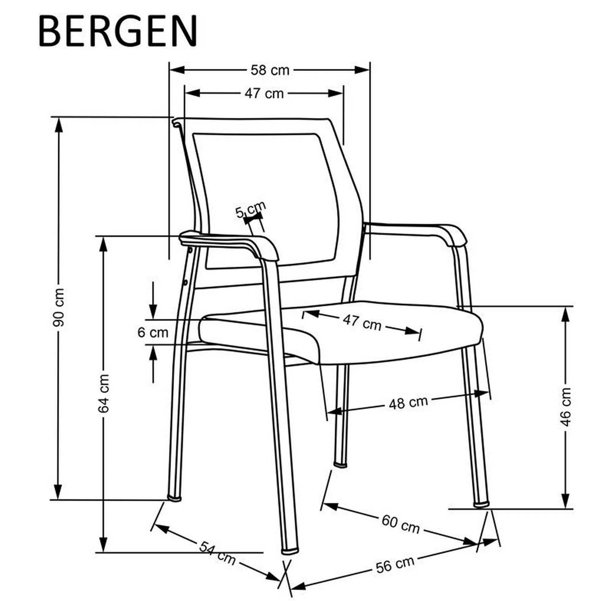Scaun BERGEN, negru, stofa clasica/metal, 58x60x90 cm