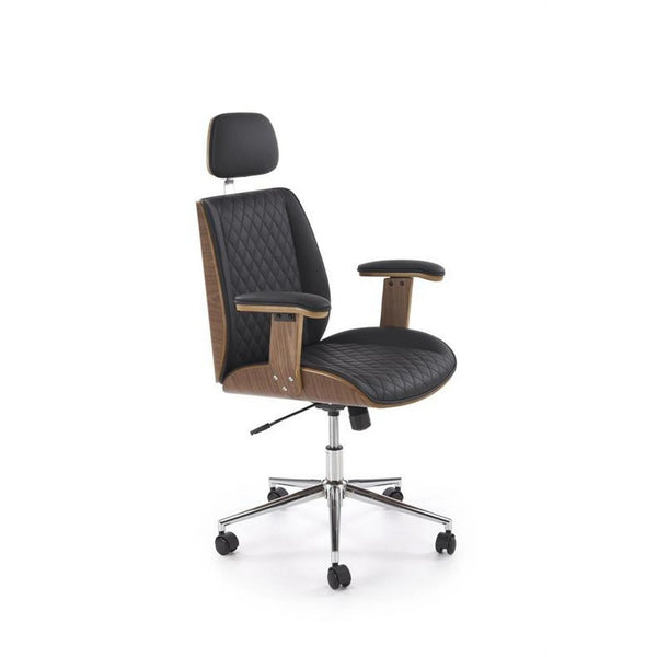 Scaun birou TIMBER, nuc/negru, piele ecologica/placaj indoit, 72x68x114/122 cm