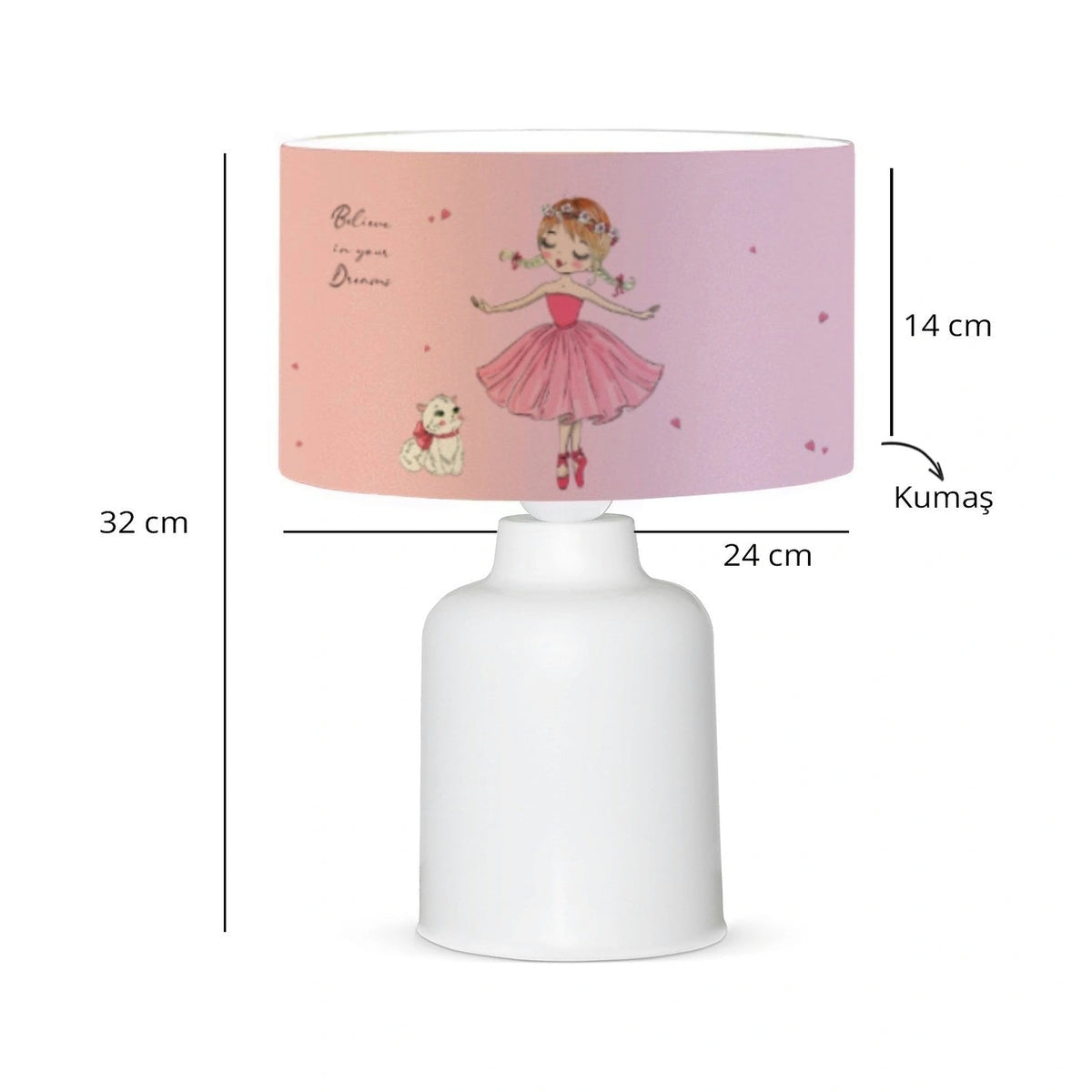 Veioza AYD-3047, roz, material textil/plastic, 24x32 cm