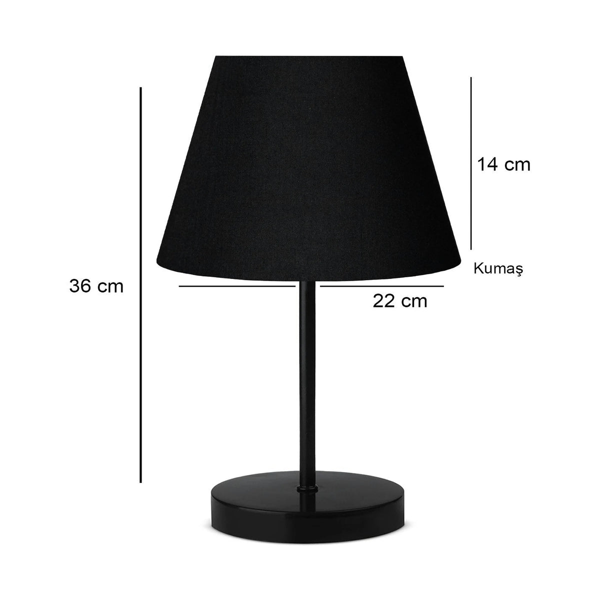 Veioza AYD-3156, negru, material textil/metal, 22x36 cm