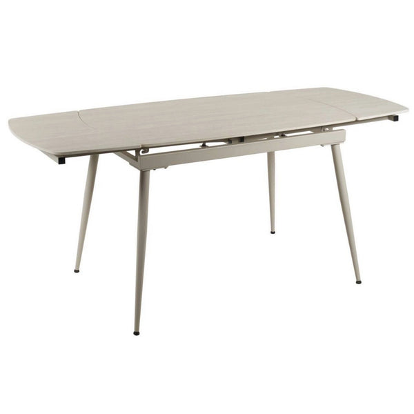 Masa extensibila VELA, bej cu efect de piatra travertin, ceramica/metal, 110/170x75x76 cm