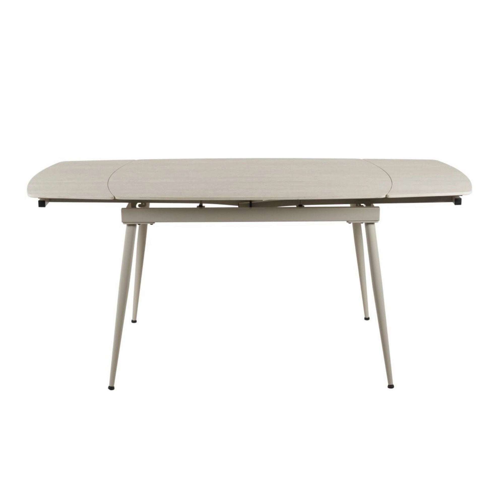 Masa extensibila VELA, bej cu efect de piatra travertin, ceramica/metal, 110/170x75x76 cm