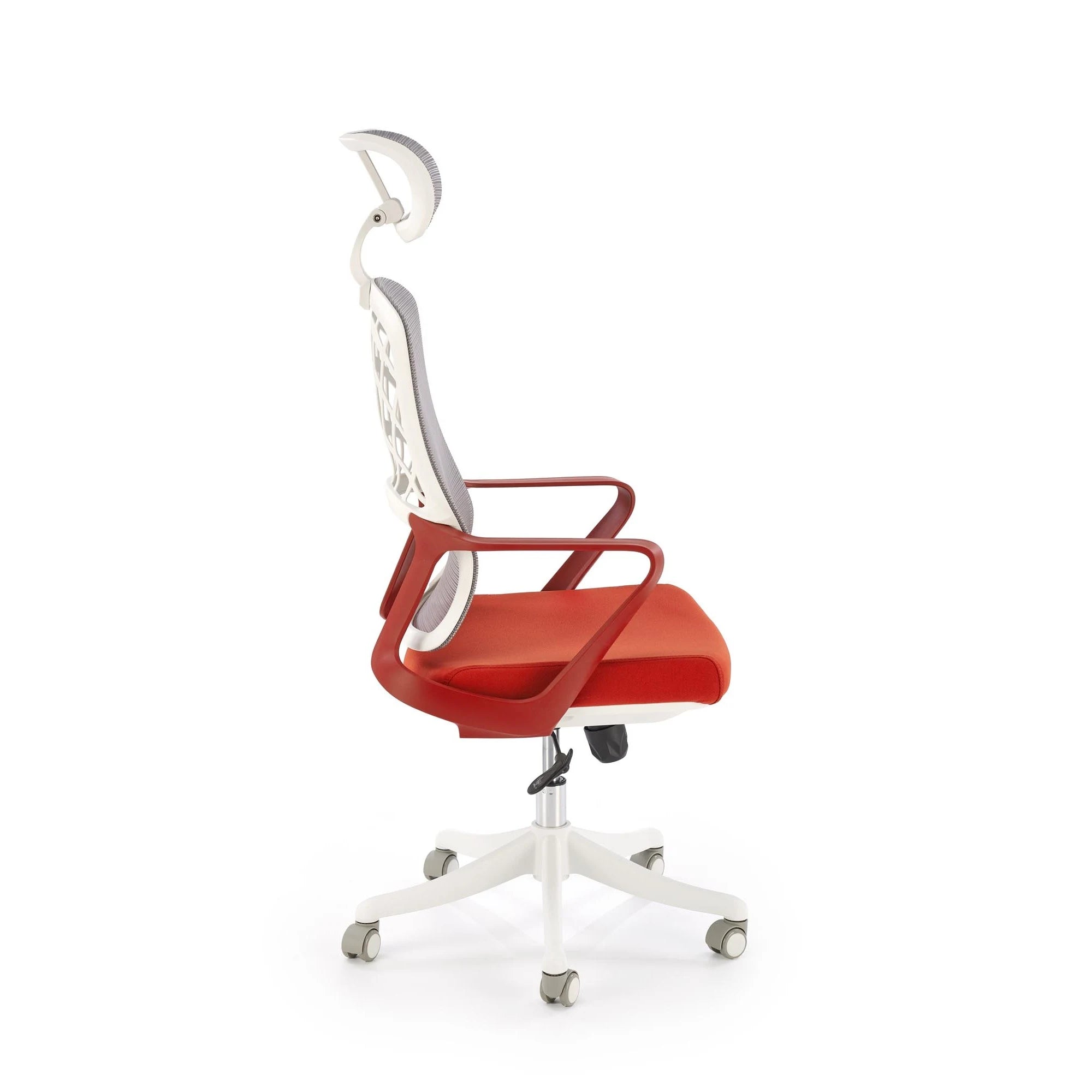 Scaun birou VESUVIO 2, caramiziu/alb, stofa/panza/polipropilena, 59x59x115/121 cm