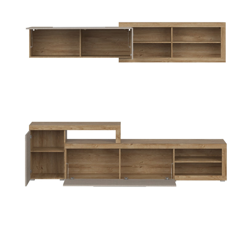 Mobilier living VERONIKA, gri/stejar, PAL, 245x42x190 cm