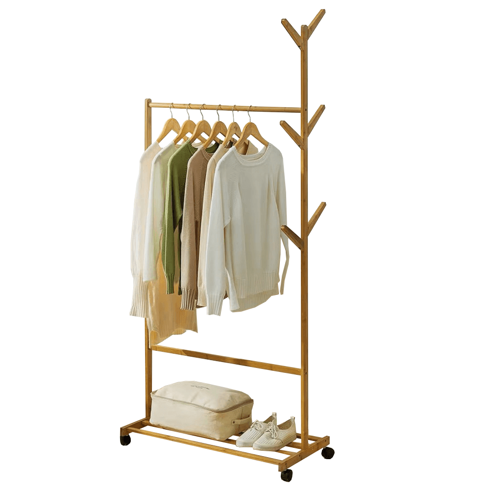 Stander haine VIKIR TYP 2, bambus, lemn, 80x35x174 cm