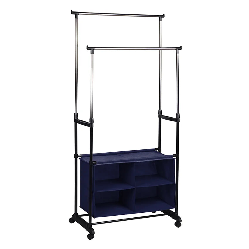 Stander haine SANDOR, argintiu/negru, metal, 80x42x165 cm