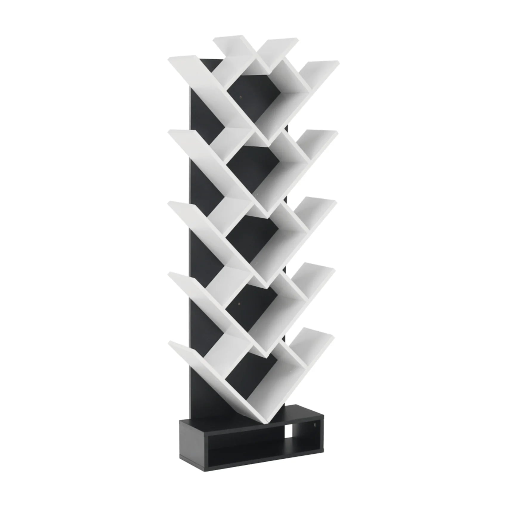 Biblioteca VEVEY, alb/negru, PAL melaminat, 59x22x150 cm