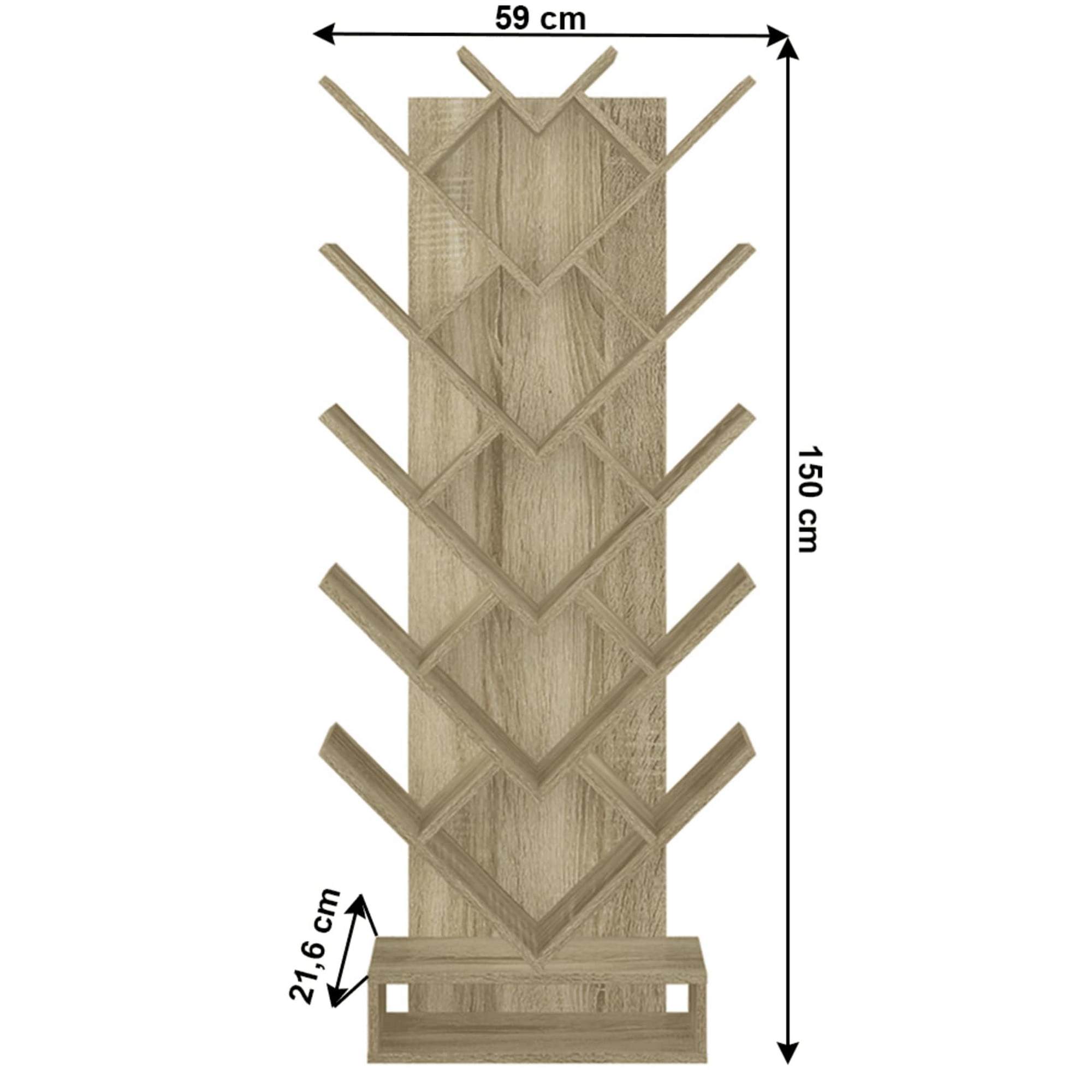 Biblioteca VEVEY, stejar, DTD laminat, 59x22x150 cm