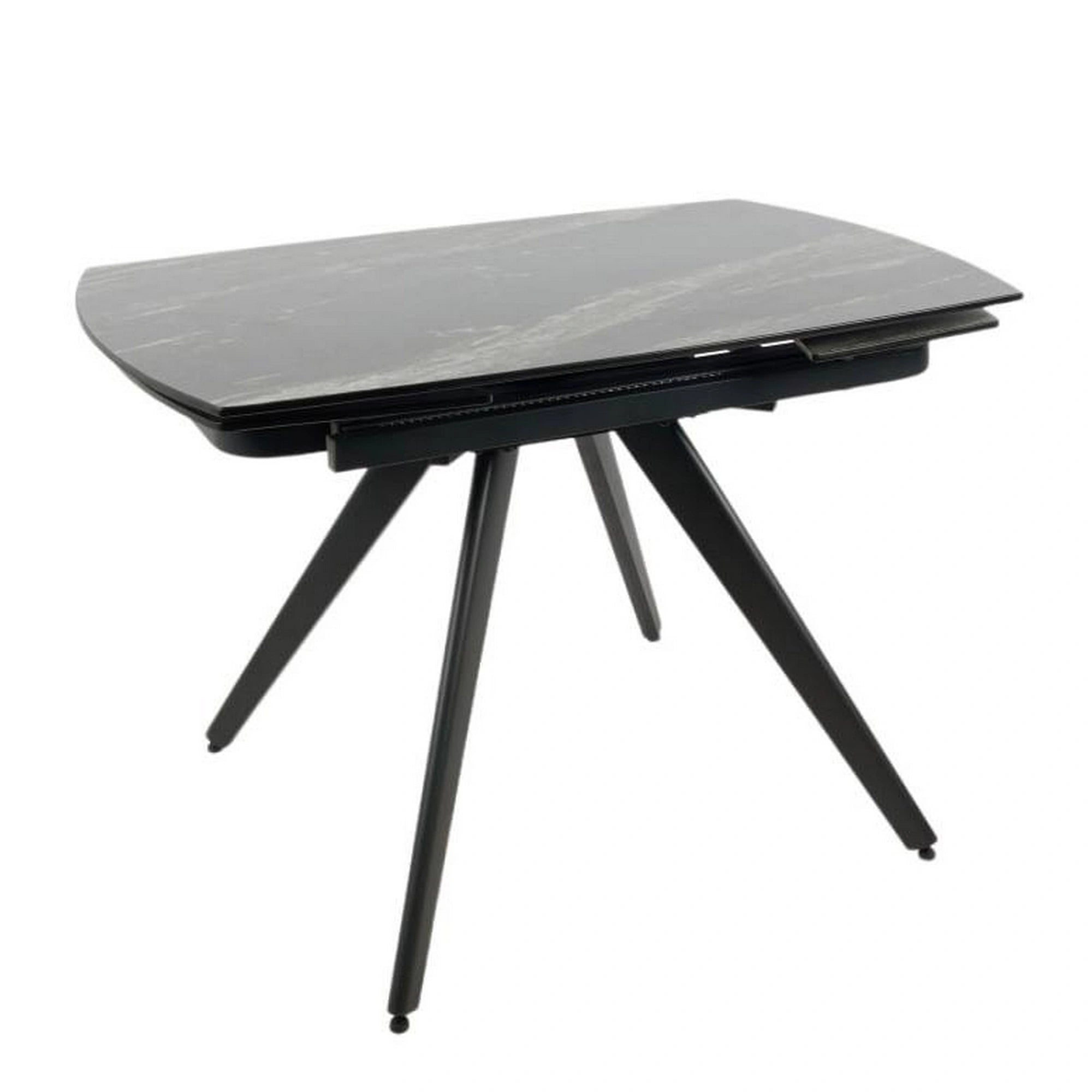 Masa extensibila VIGO, negru cu efect de marmura, ceramica/metal, 120/180x80x77 cm