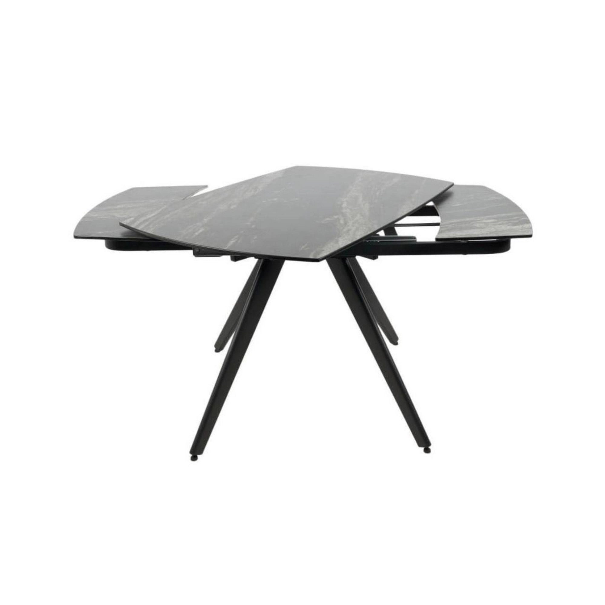 Masa extensibila VIGO, negru cu efect de marmura, ceramica/metal, 120/180x80x77 cm