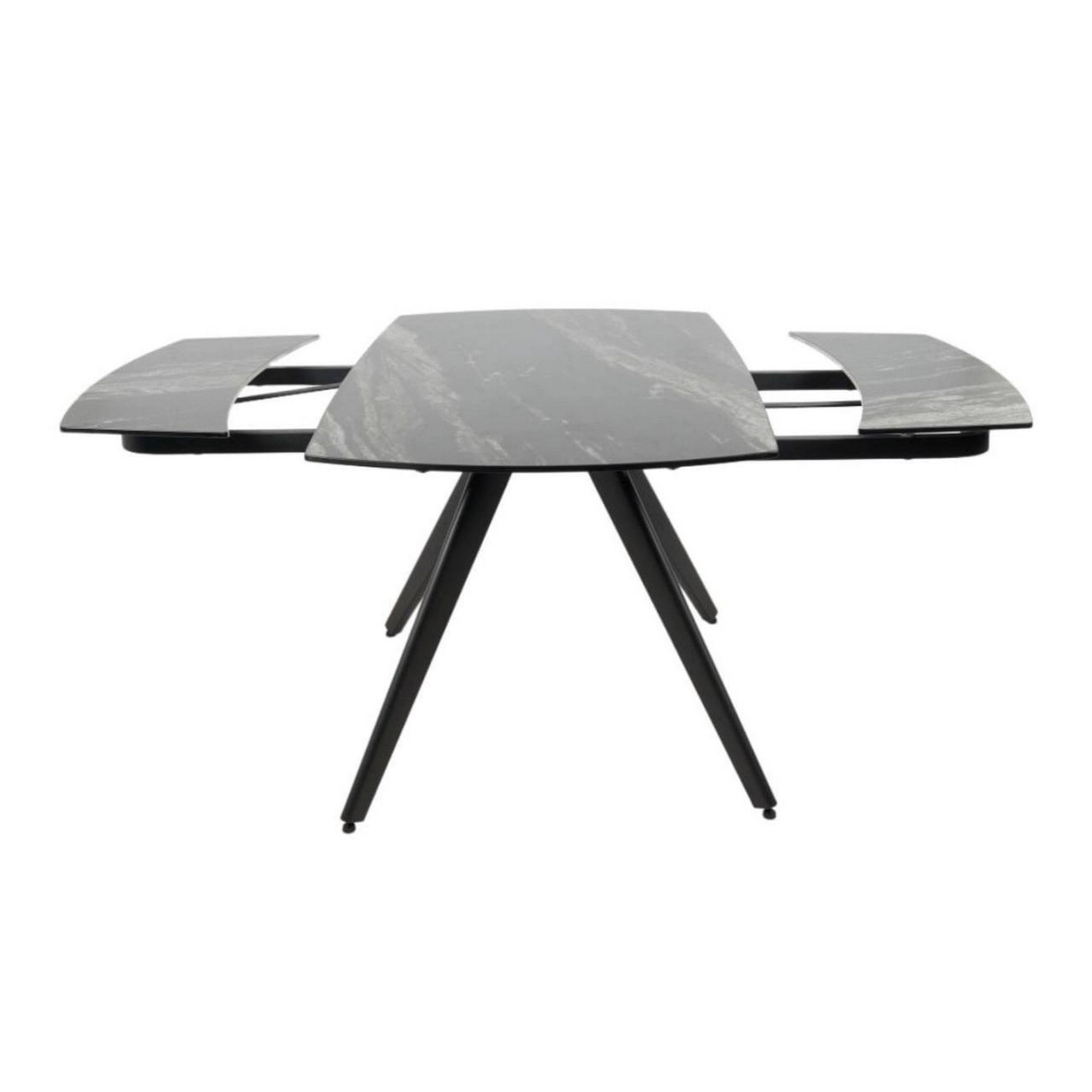 Masa extensibila VIGO, negru cu efect de marmura, ceramica/metal, 120/180x80x77 cm
