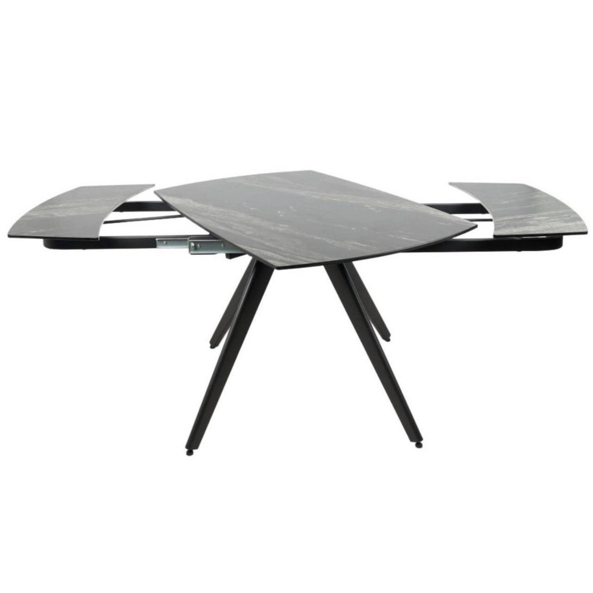 Masa extensibila VIGO, negru cu efect de marmura, ceramica/metal, 120/180x80x77 cm
