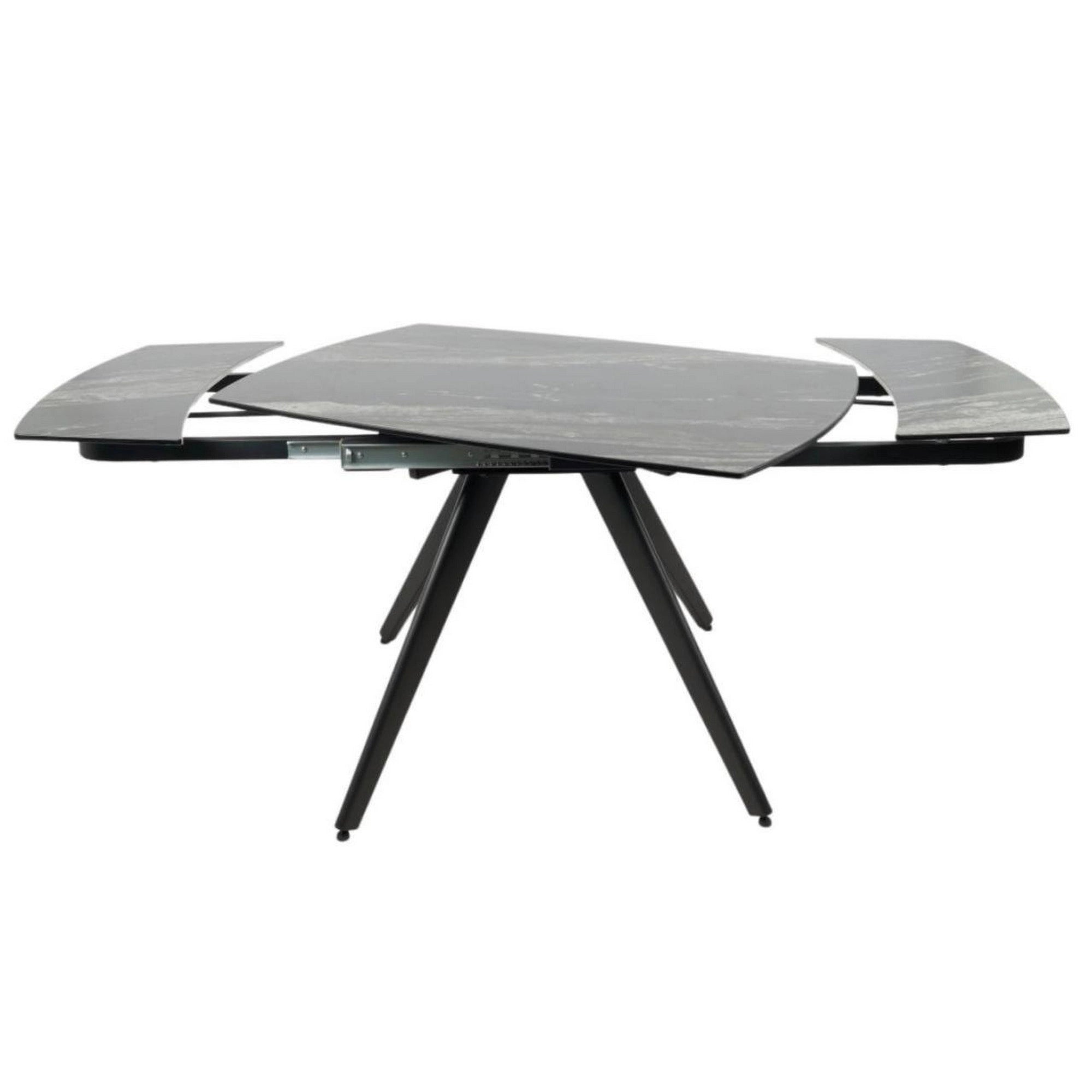 Masa extensibila VIGO, negru cu efect de marmura, ceramica/metal, 120/180x80x77 cm