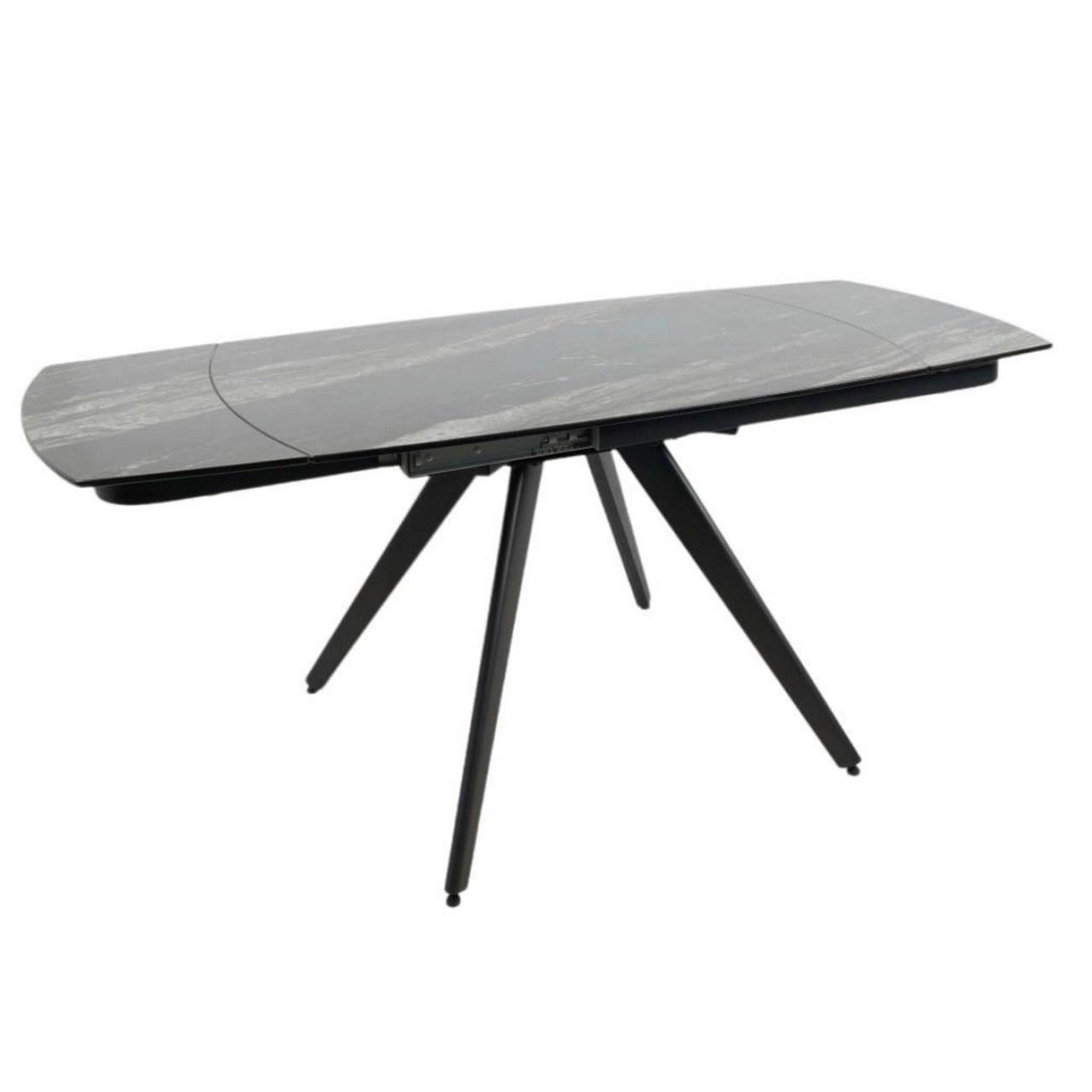 Masa extensibila VIGO, negru cu efect de marmura, ceramica/metal, 120/180x80x77 cm
