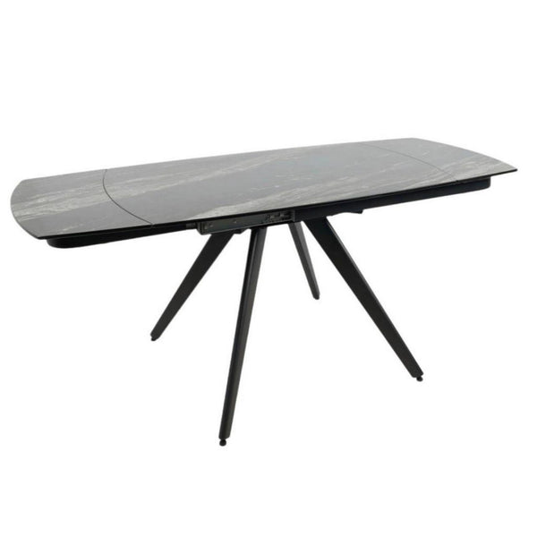Masa extensibila VIGO, negru cu efect de marmura, ceramica/metal, 120/180x80x77 cm