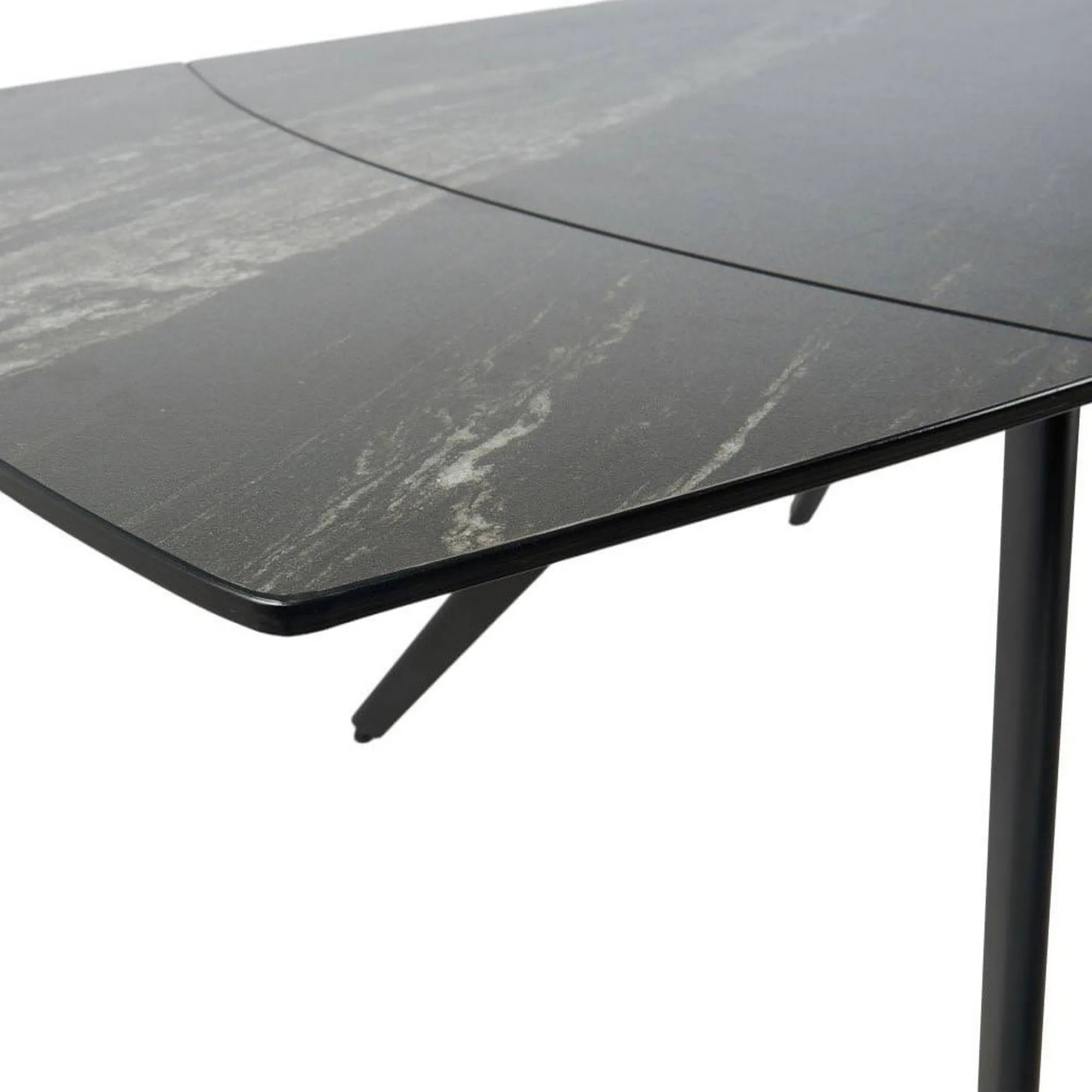 Masa extensibila VIGO, negru cu efect de marmura, ceramica/metal, 120/180x80x77 cm