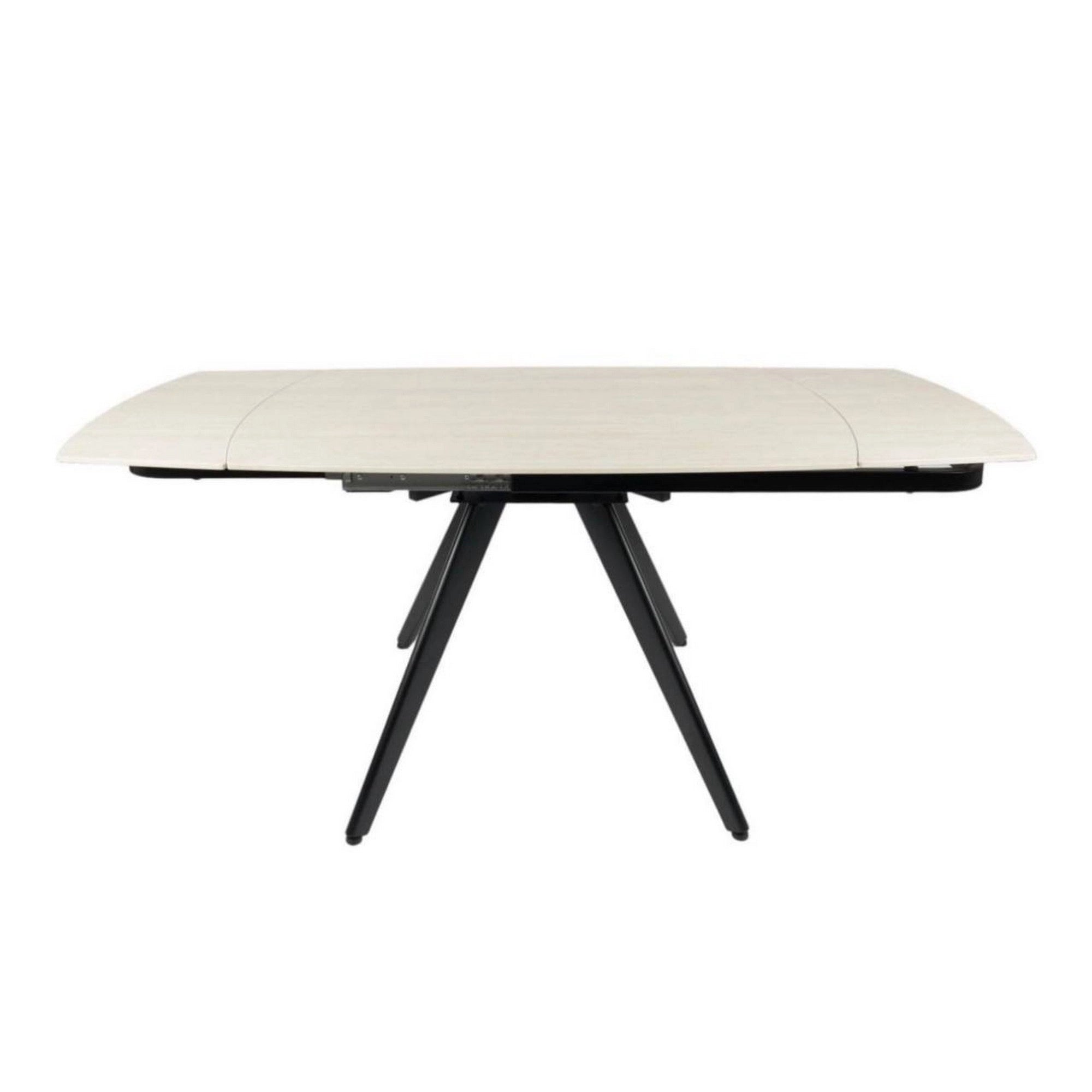 Masa extensibila VIGO, crem cu efect de marmura/negru, ceramica/metal, 120/180x80x77 cm