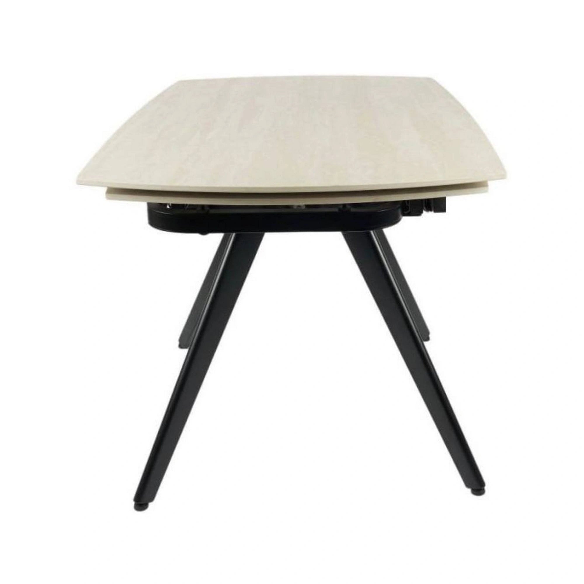 Masa extensibila VIGO, crem cu efect de marmura/negru, ceramica/metal, 120/180x80x77 cm