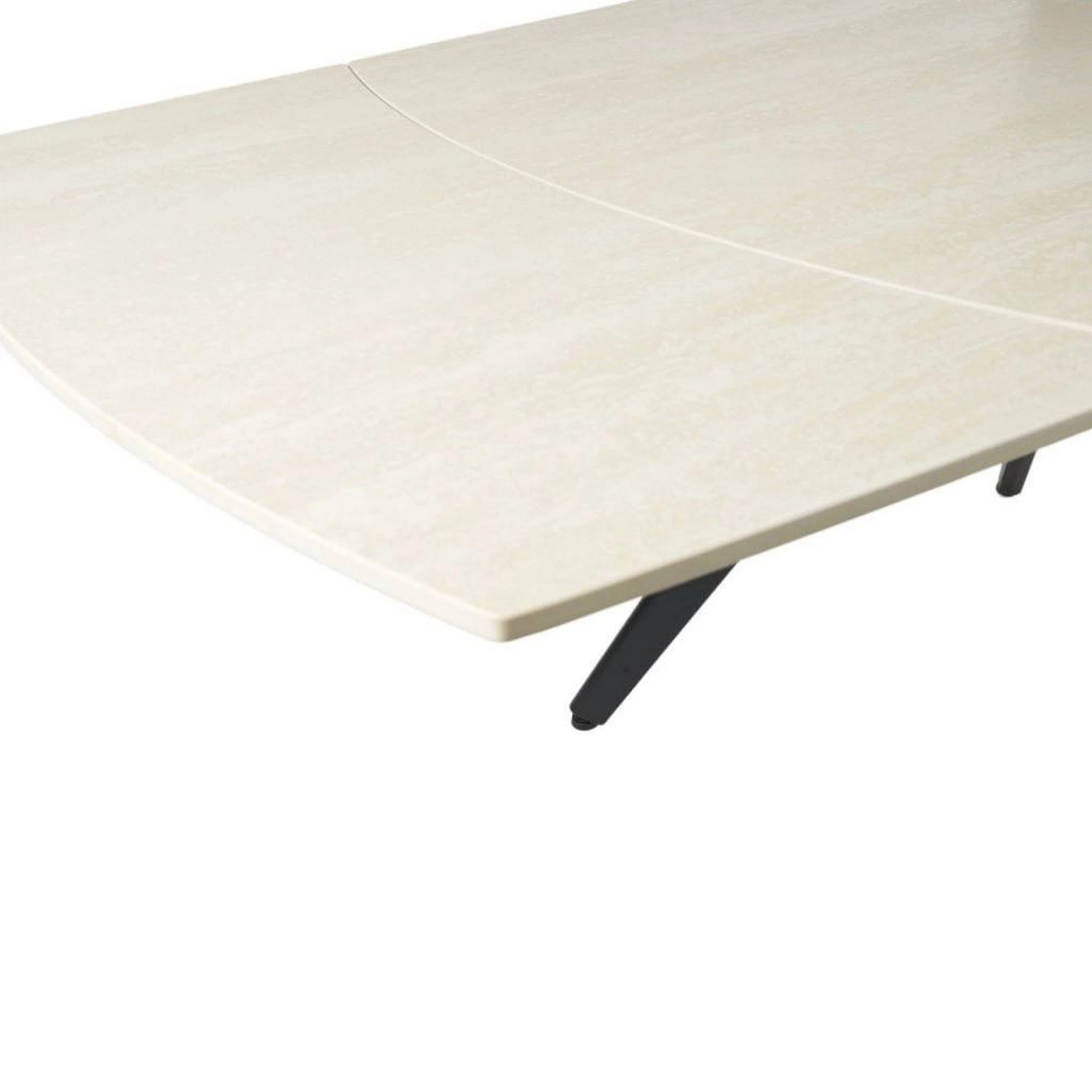 Masa extensibila VIGO, crem cu efect de marmura/negru, ceramica/metal, 120/180x80x77 cm