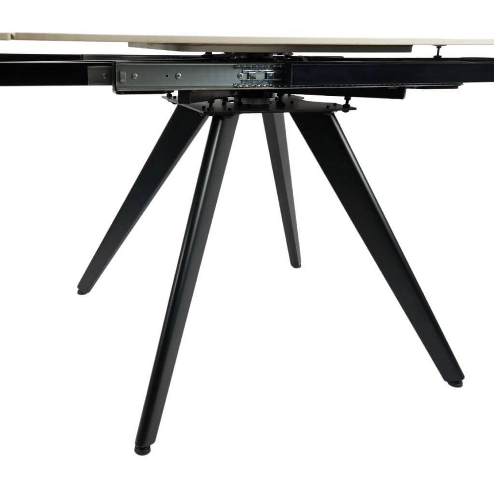 Masa extensibila VIGO, crem cu efect de marmura/negru, ceramica/metal, 120/180x80x77 cm