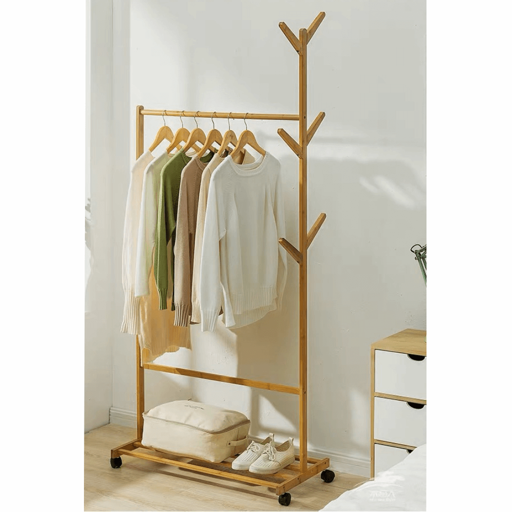 Stander haine VIKIR TYP 2, bambus, lemn, 80x35x174 cm