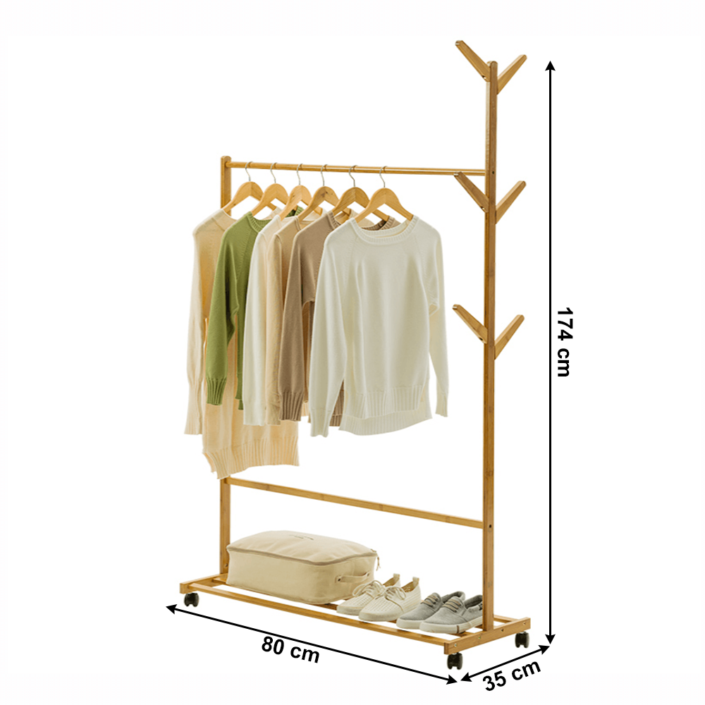 Stander haine VIKIR TYP 2, bambus, lemn, 80x35x174 cm