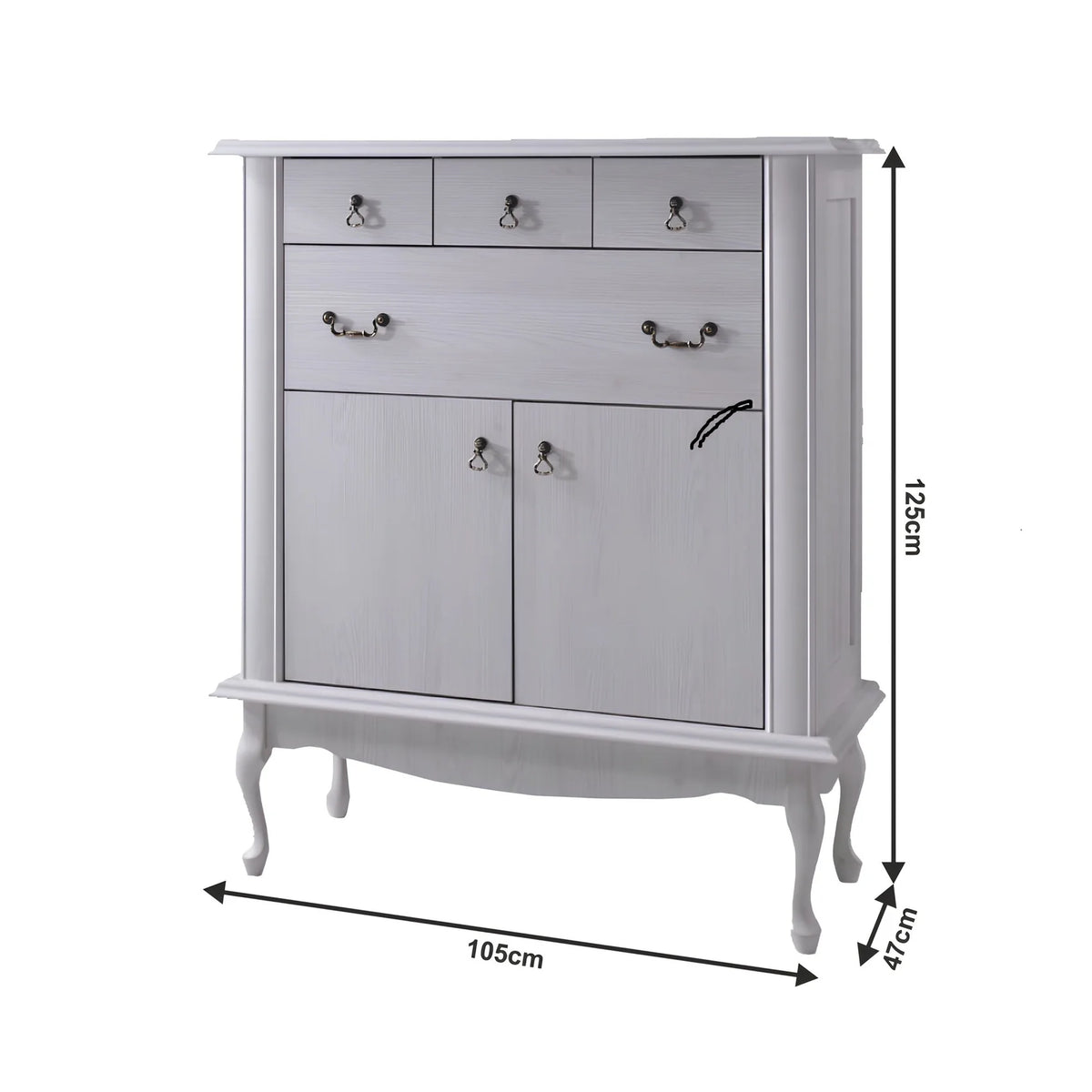 Comoda VILAR DA10, pin alb, DTD laminat, 105x47x125 cm