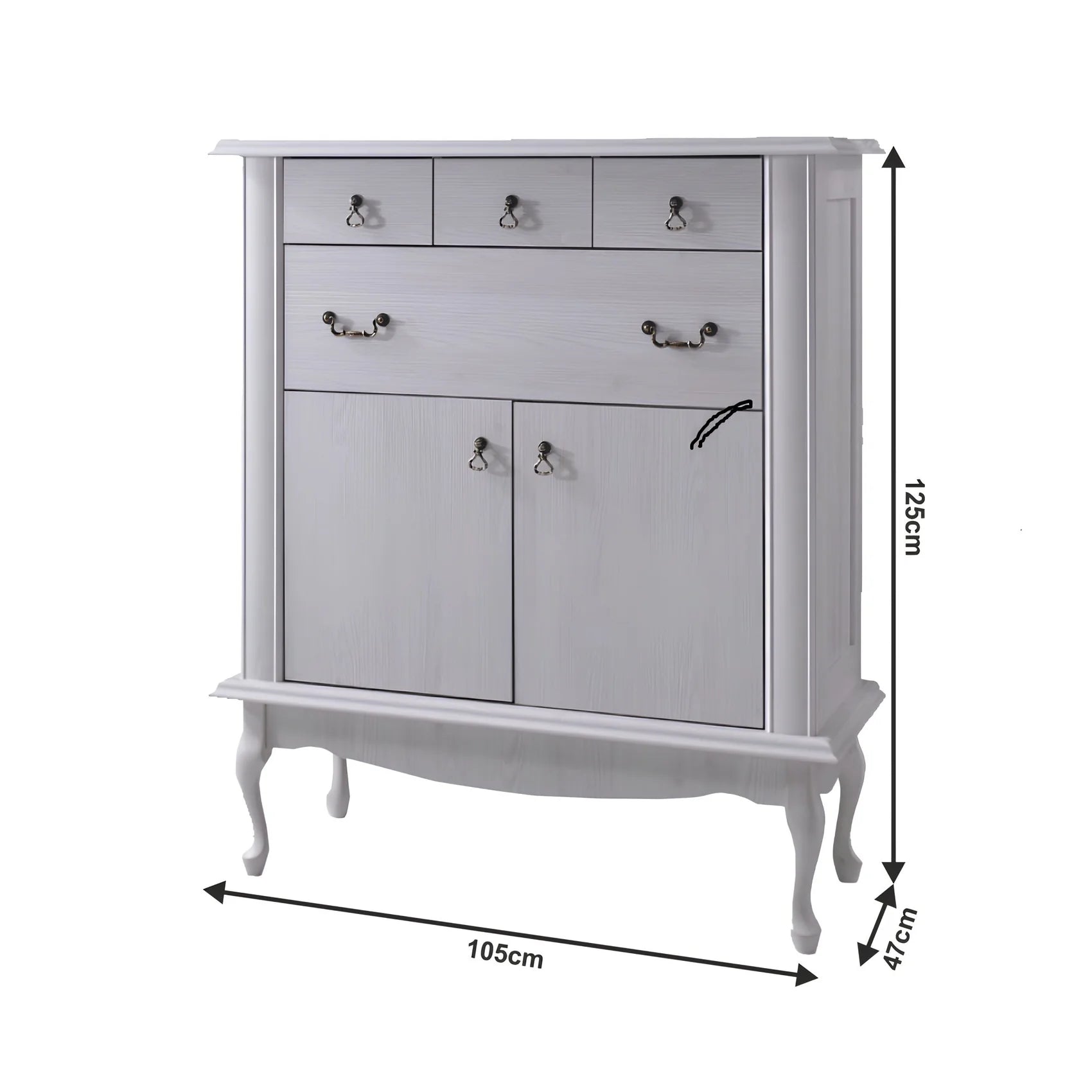 Comoda VILAR DA10, pin alb, DTD laminat, 105x47x125 cm