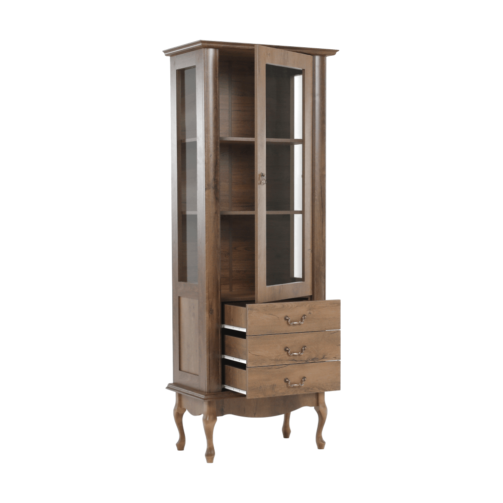 Vitrina VILAR DA4, stejar lefkas, DTD laminat, 75x42x196 cm