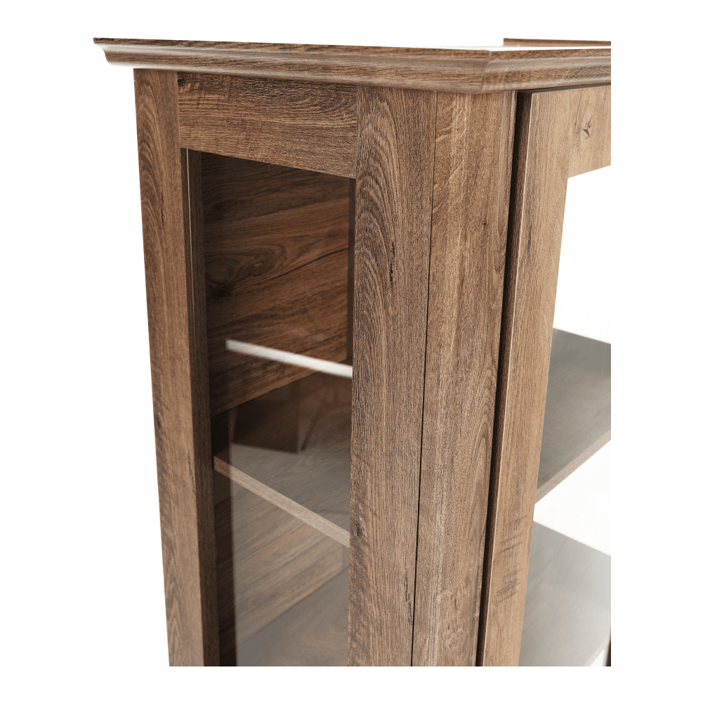 Vitrina VILAR DA4, stejar lefkas, DTD laminat, 75x42x196 cm