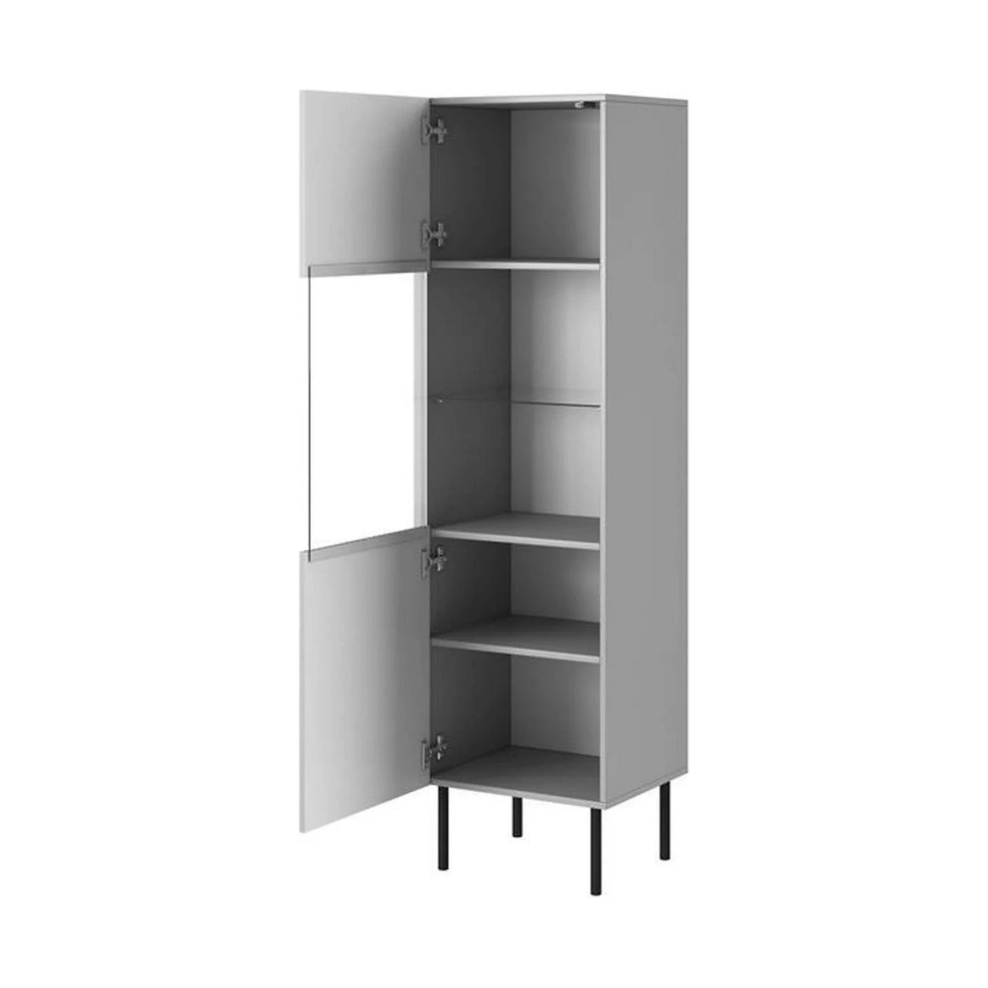 Vitrina ASENSIO, gri mat, PAL/metal, 50x42x180 cm