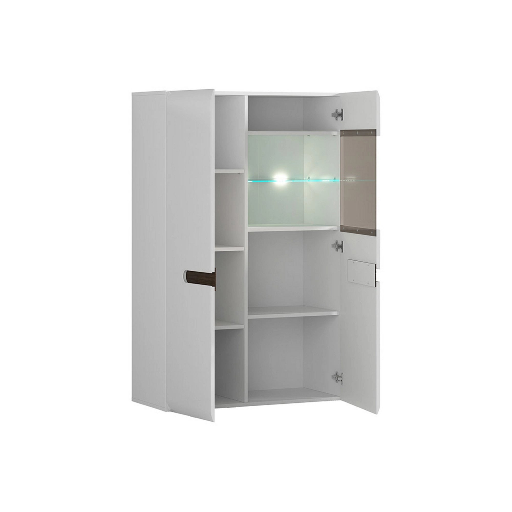 Vitrina AZTECA TRIO, alb, PAL/sticla, cu iluminare LED, 90x41x145 cm