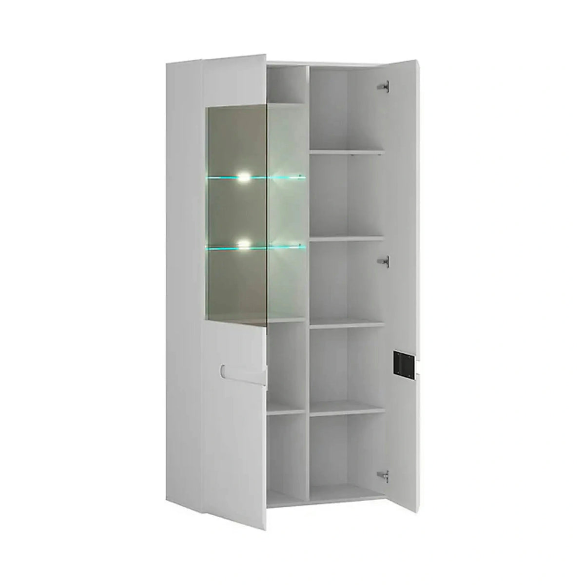 Vitrina AZTECA TRIO, alb, PAL/sticla, cu iluminare LED, 90x41x193 cm