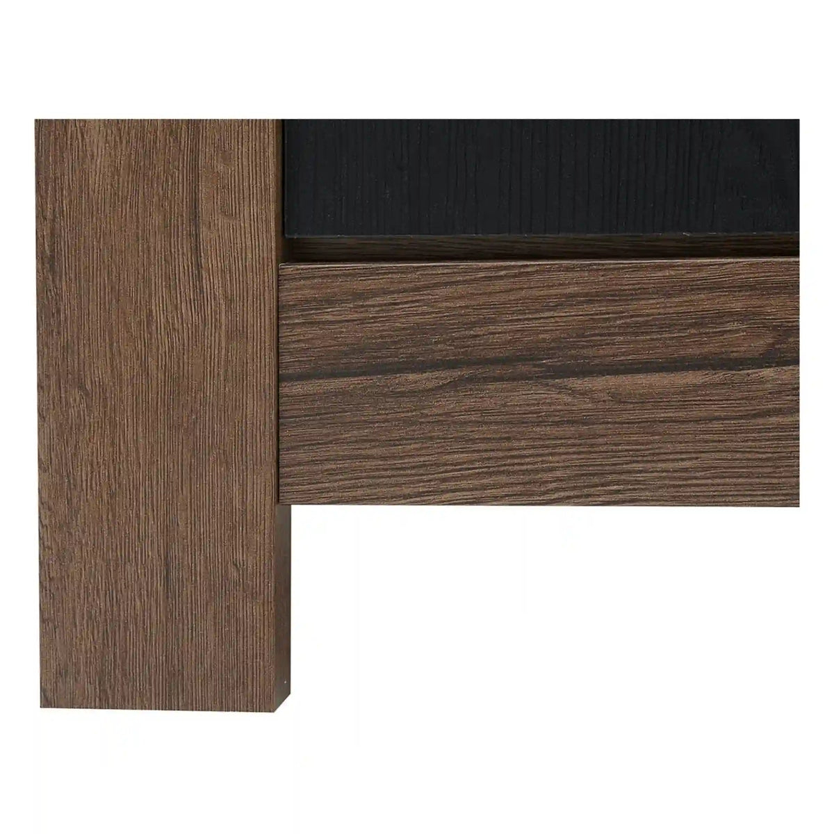 Vitrina BALIN, stejar/negru, PAL/sticla, cu iluminare LED, 101x40x149 cm