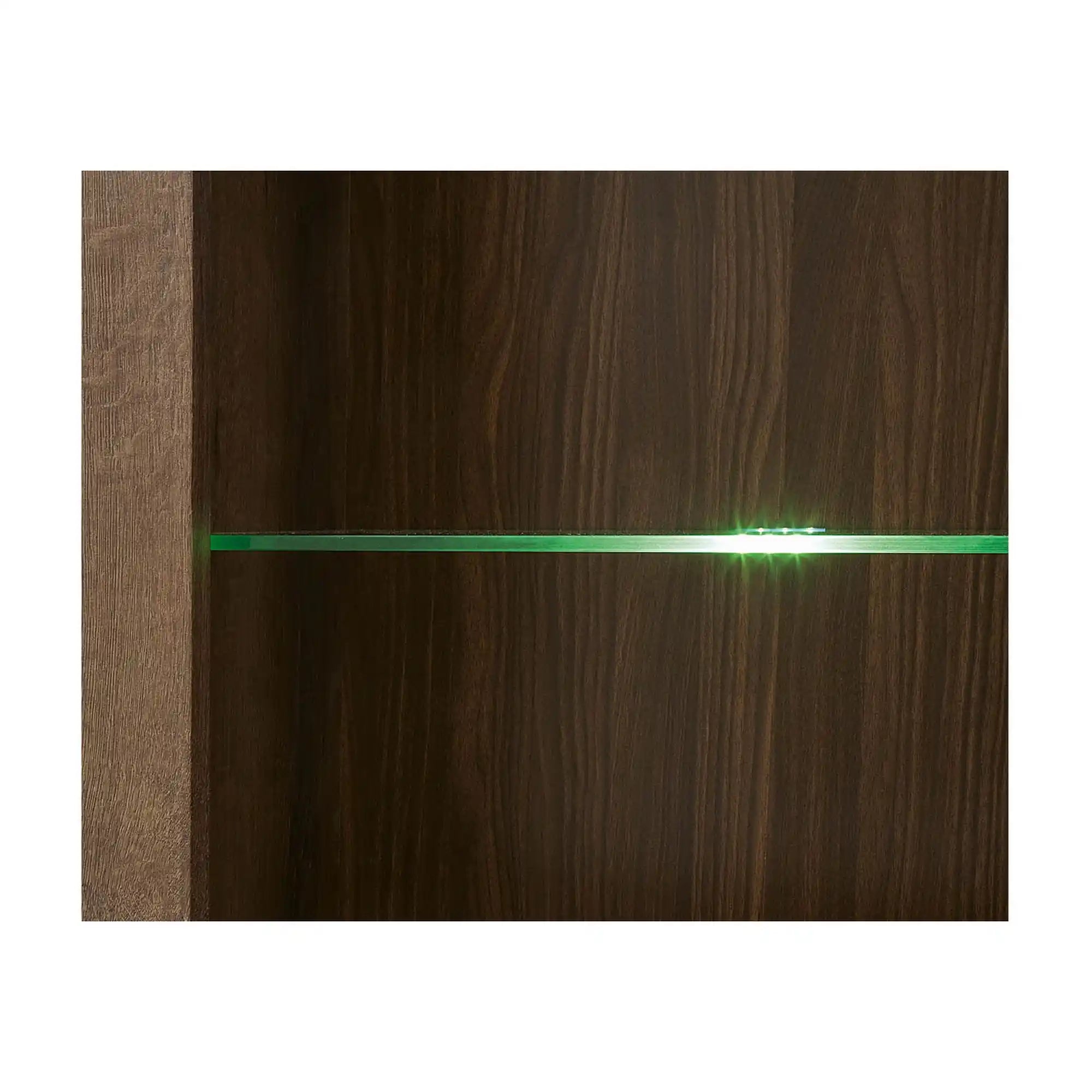 Vitrina BALIN, stejar/negru, PAL/sticla, cu iluminare LED, 68x40x197 cm