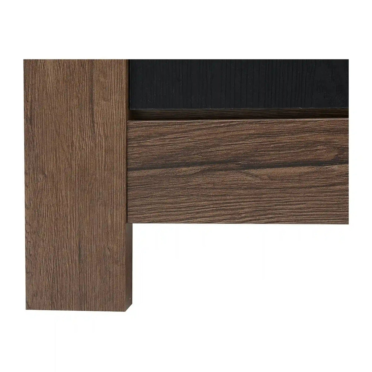 Vitrina BALIN, stejar/negru, PAL/sticla, cu iluminare LED, 68x40x197 cm