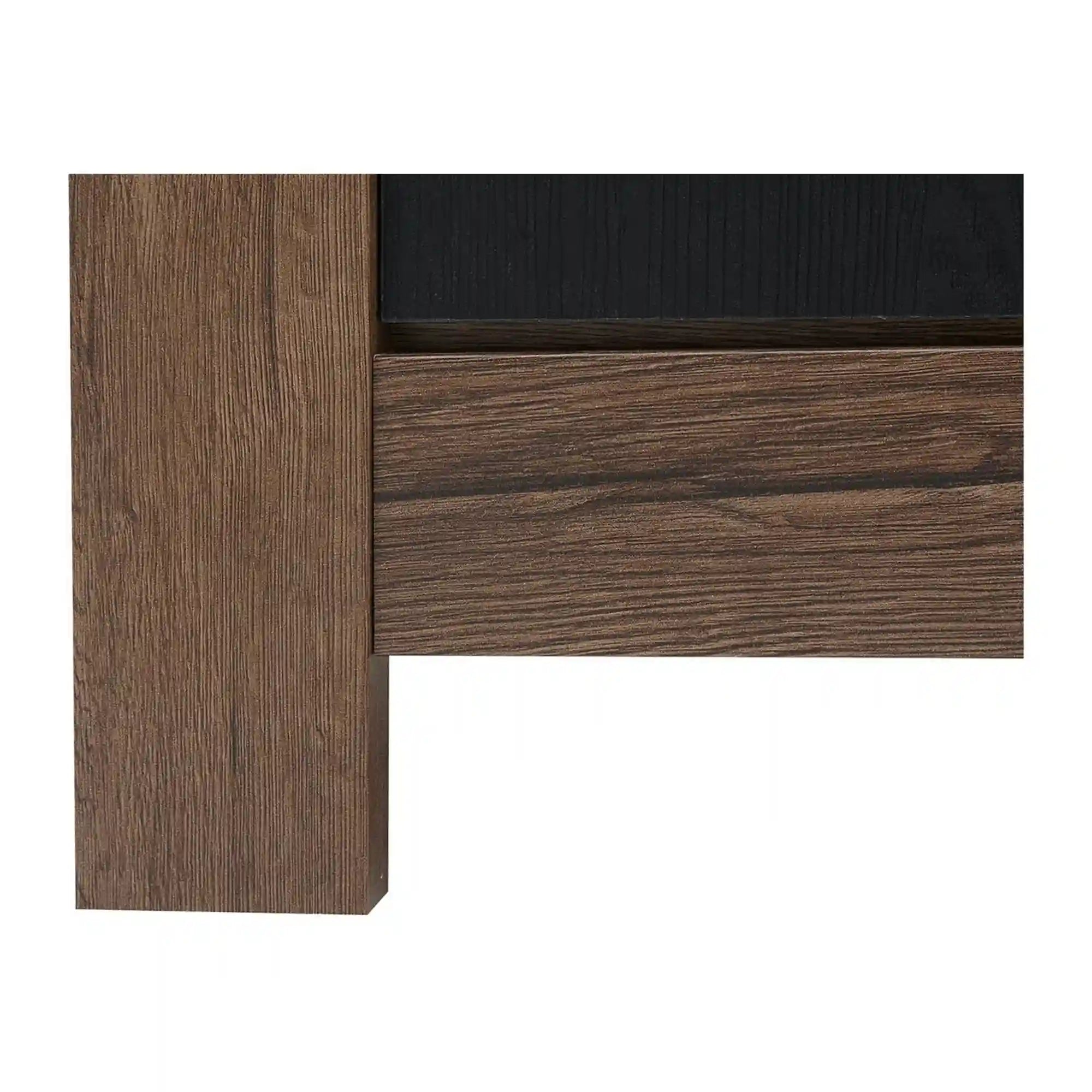 Vitrina BALIN, stejar/negru, PAL/sticla, cu iluminare LED, 68x40x197 cm