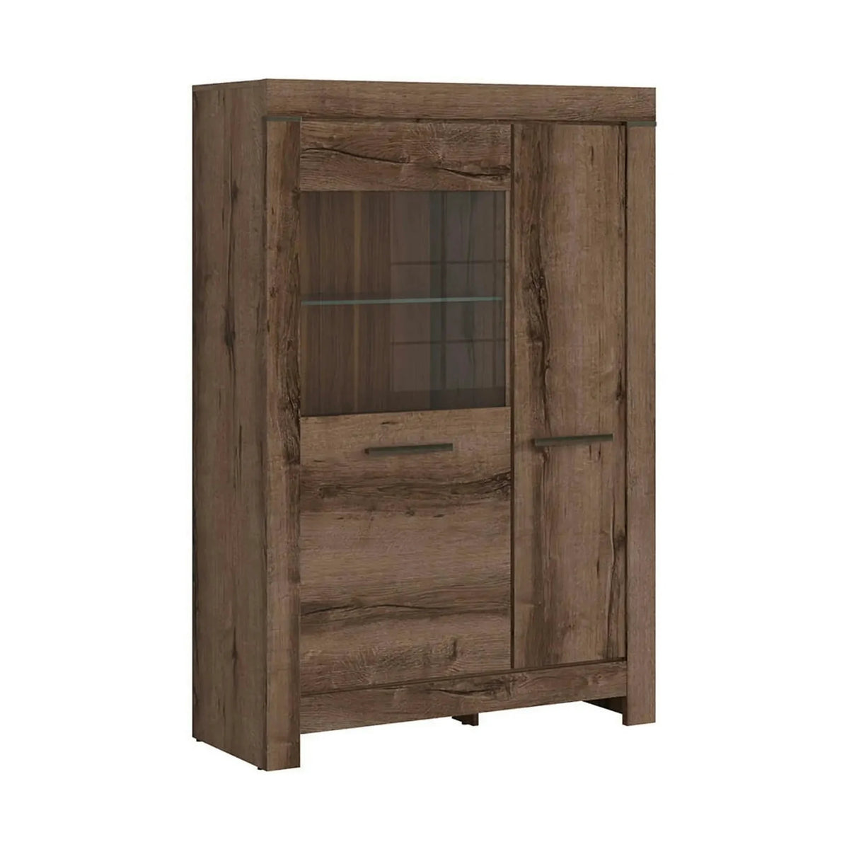 Vitrina BALIN, stejar, PAL/sticla, cu iluminare LED, 101x40x149 cm