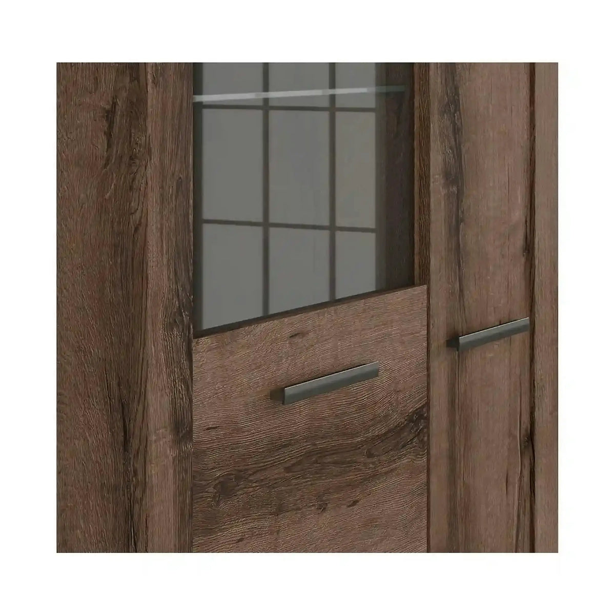 Vitrina BALIN, stejar, PAL/sticla, cu iluminare LED, 101x40x149 cm