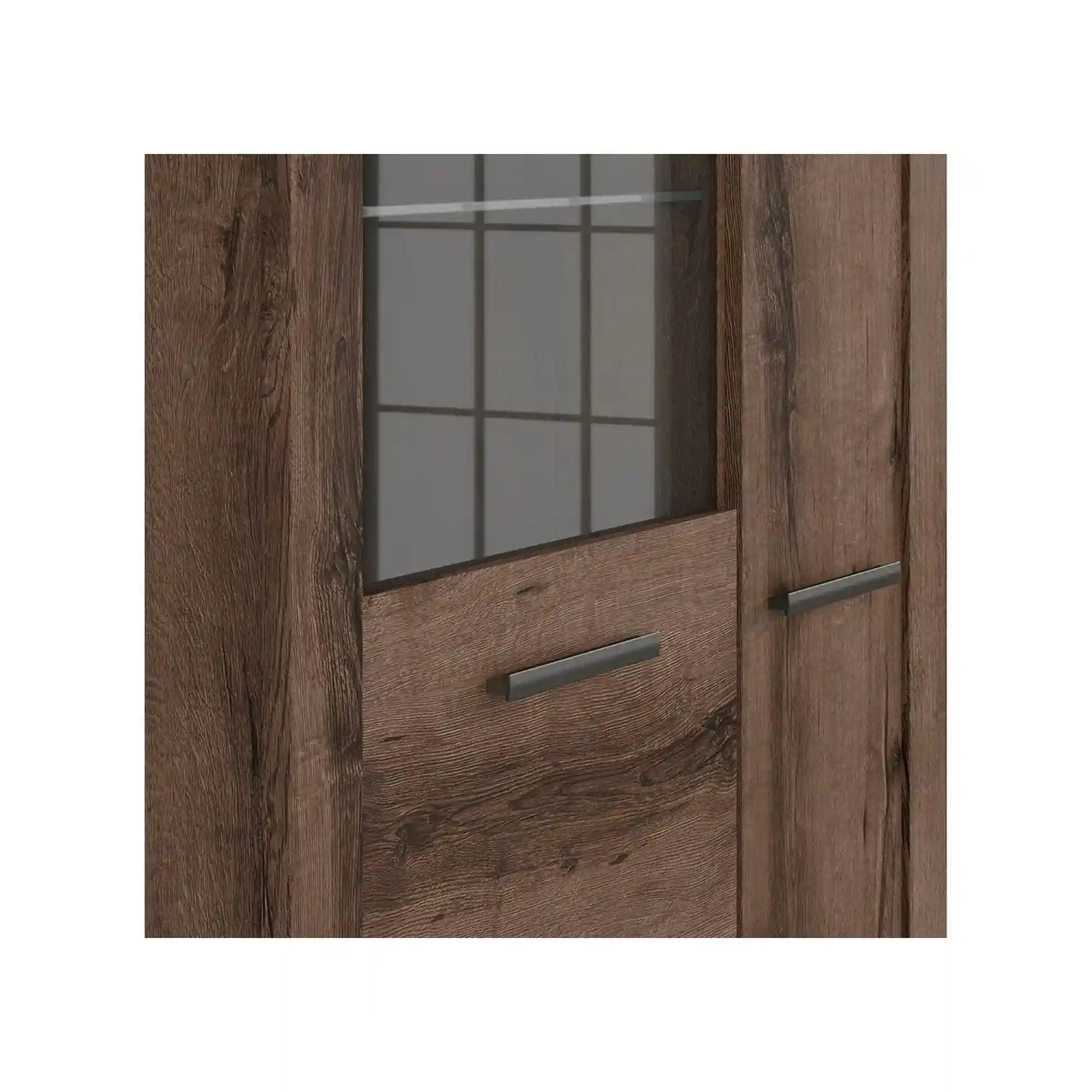 Vitrina BALIN, stejar, PAL/sticla, cu iluminare LED, 101x40x149 cm